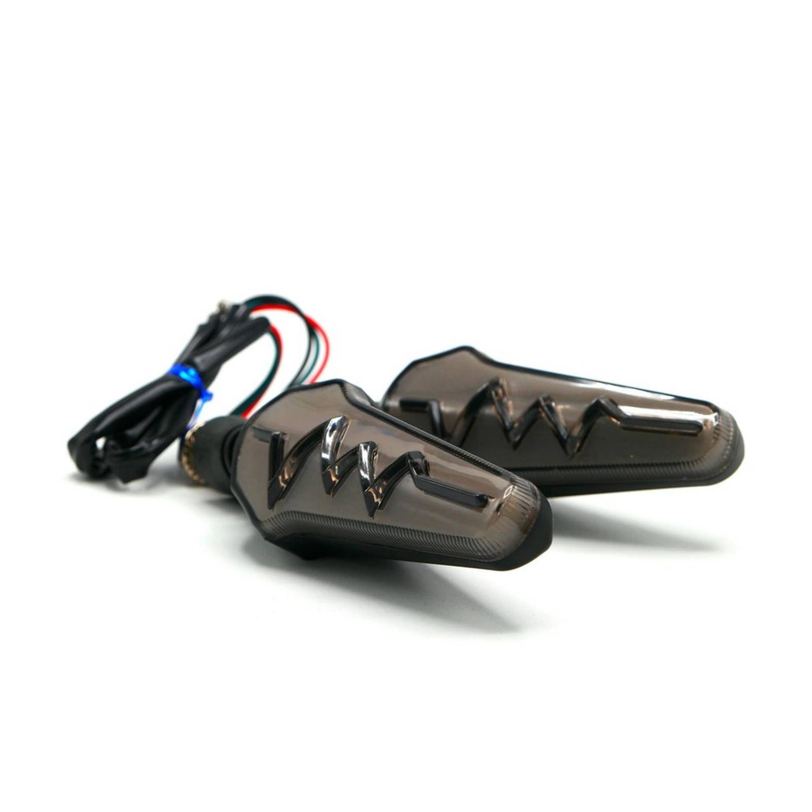 Direccionales Para Moto Rasen Led Secuencial Tipo Rayo Universal Rojo