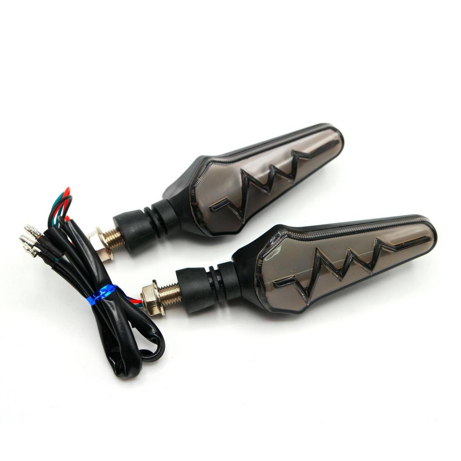 Direccionales Para Moto Rasen Led Secuencial Tipo Rayo Universal Rojo