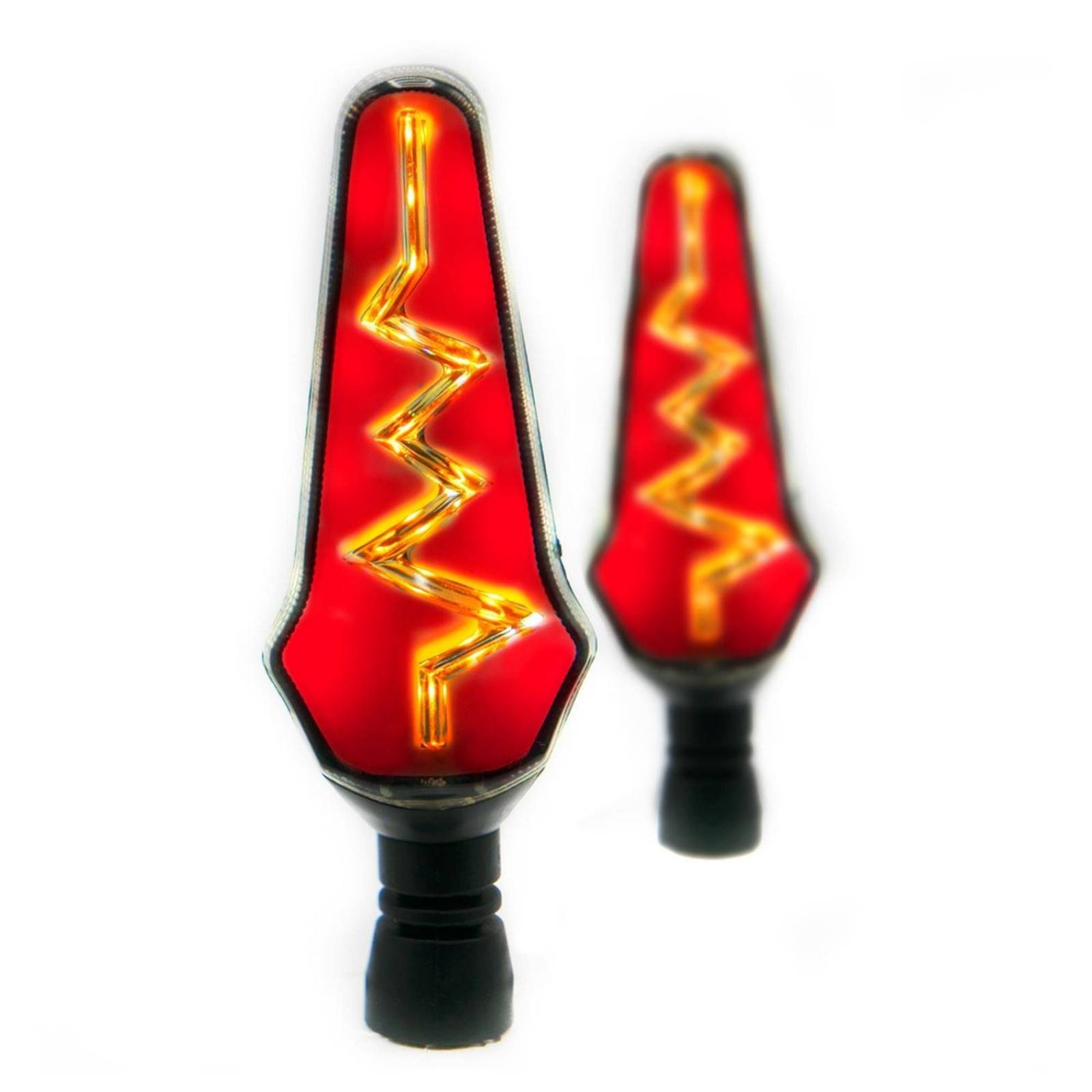 Direccionales Para Moto Rasen Led Secuencial Tipo Rayo Universal Rojo