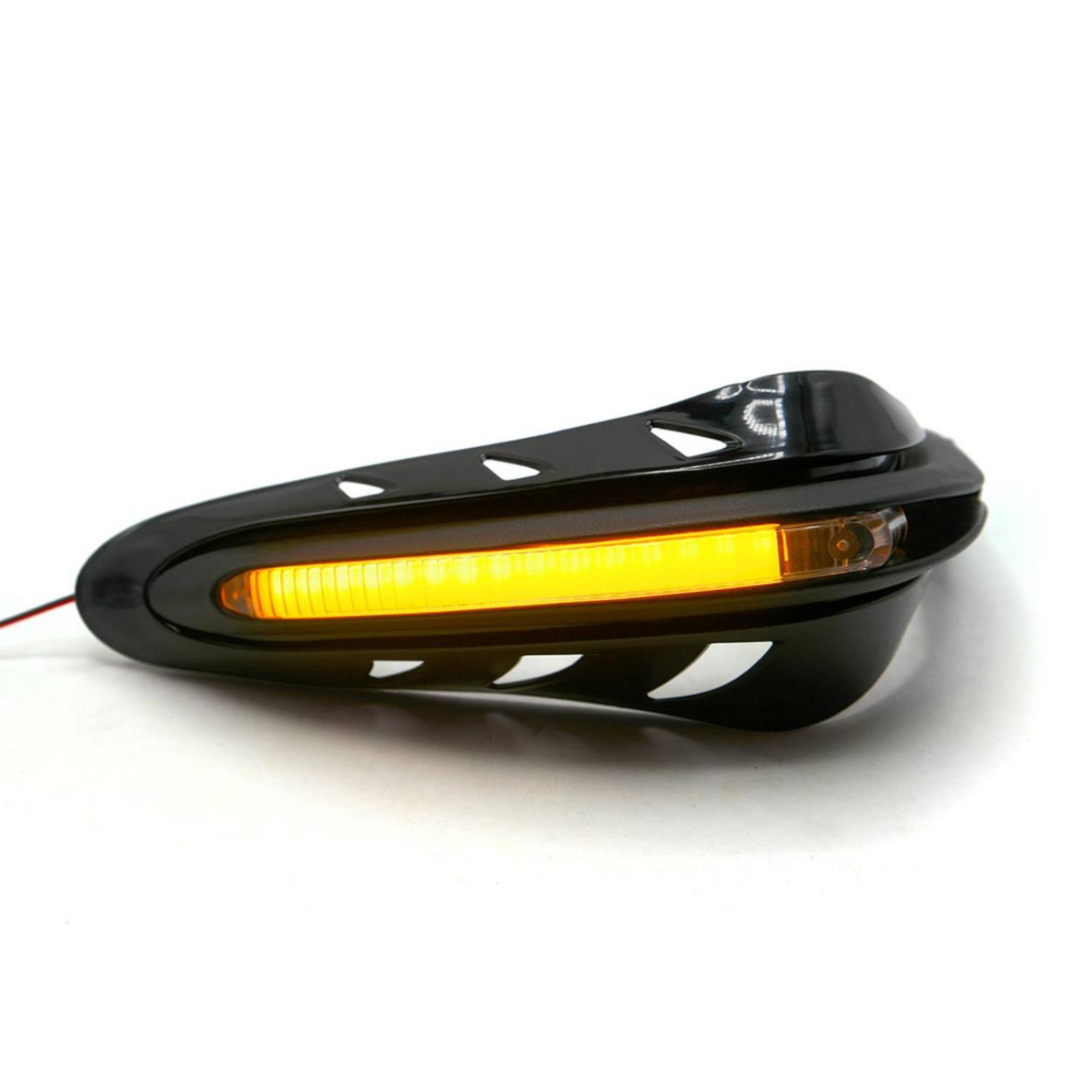 Protector De Puños Para Moto Rasen Con Luz Led Secuencial Amarilla            Negro