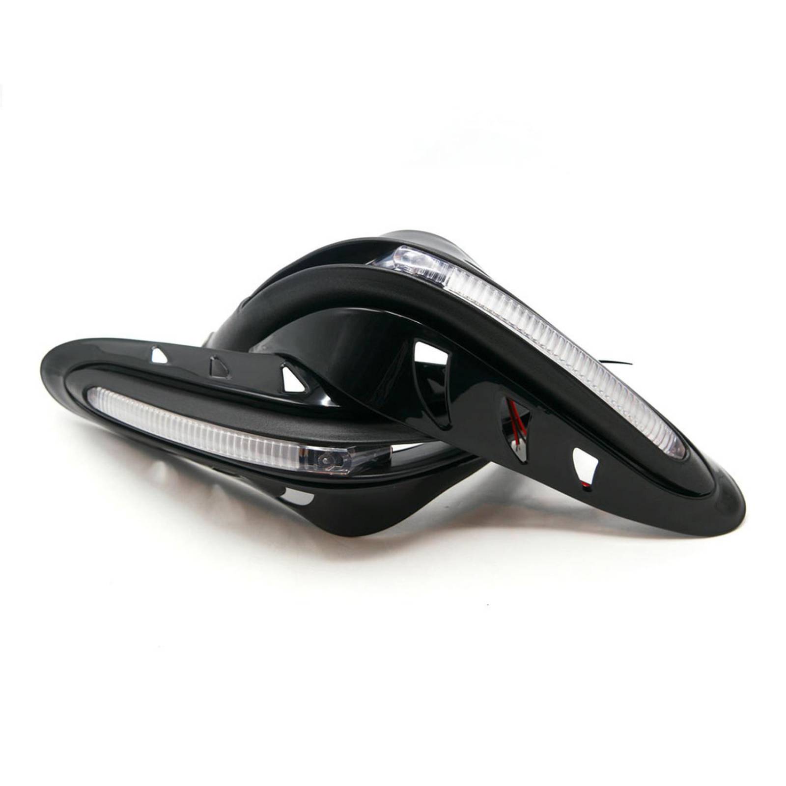 Protector De Puños Para Moto Rasen Con Luz Led Secuencial Amarilla            Negro