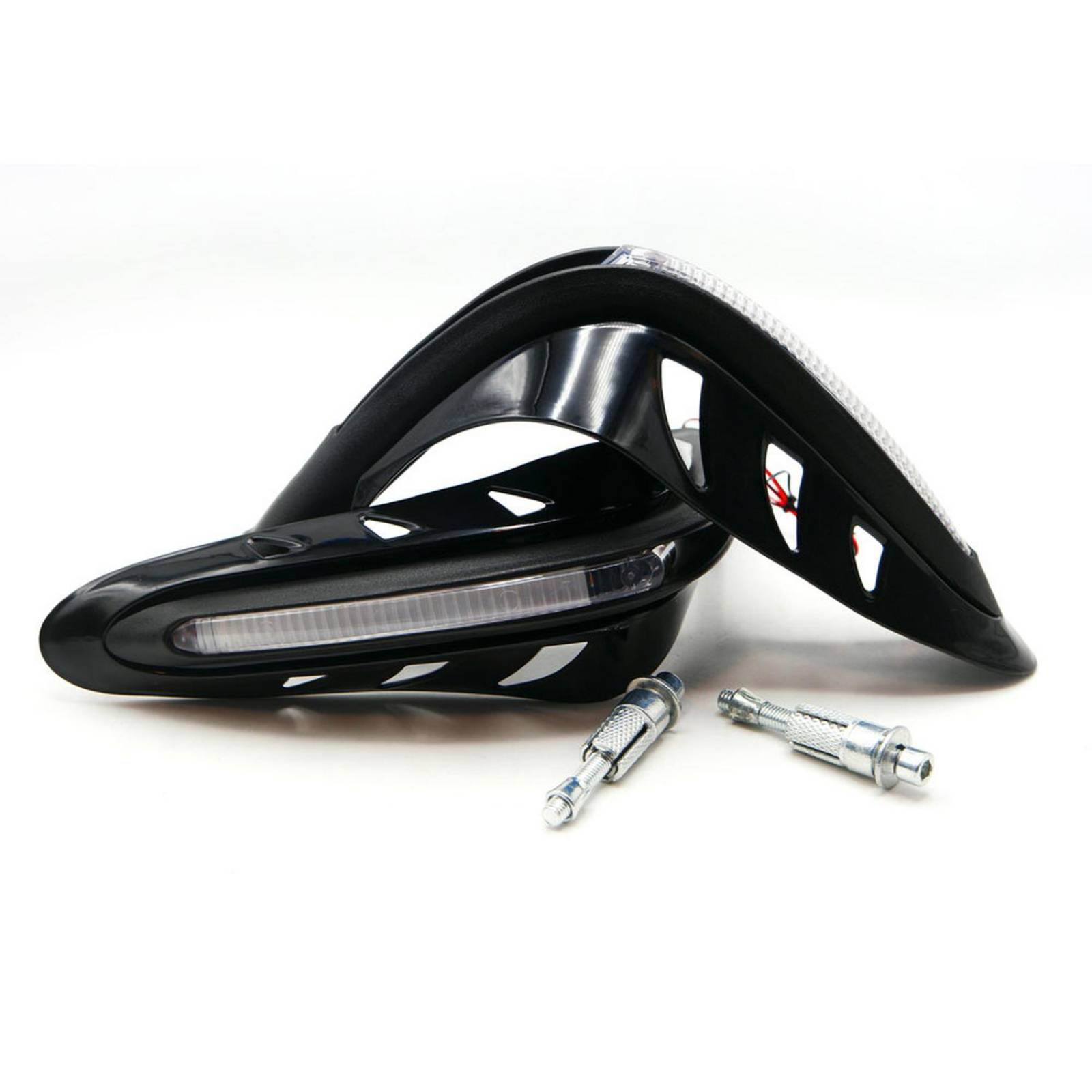 Protector De Puños Para Moto Rasen Con Luz Led Secuencial Amarilla            Negro