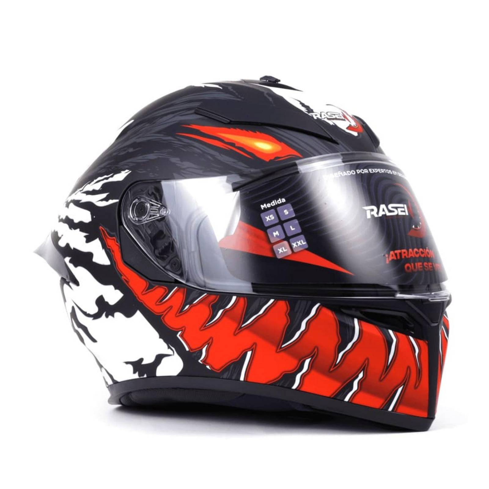 CASCO CERRADO NEGRO CON ROJO Y BLANCO PARA MOTOCICLETA 
