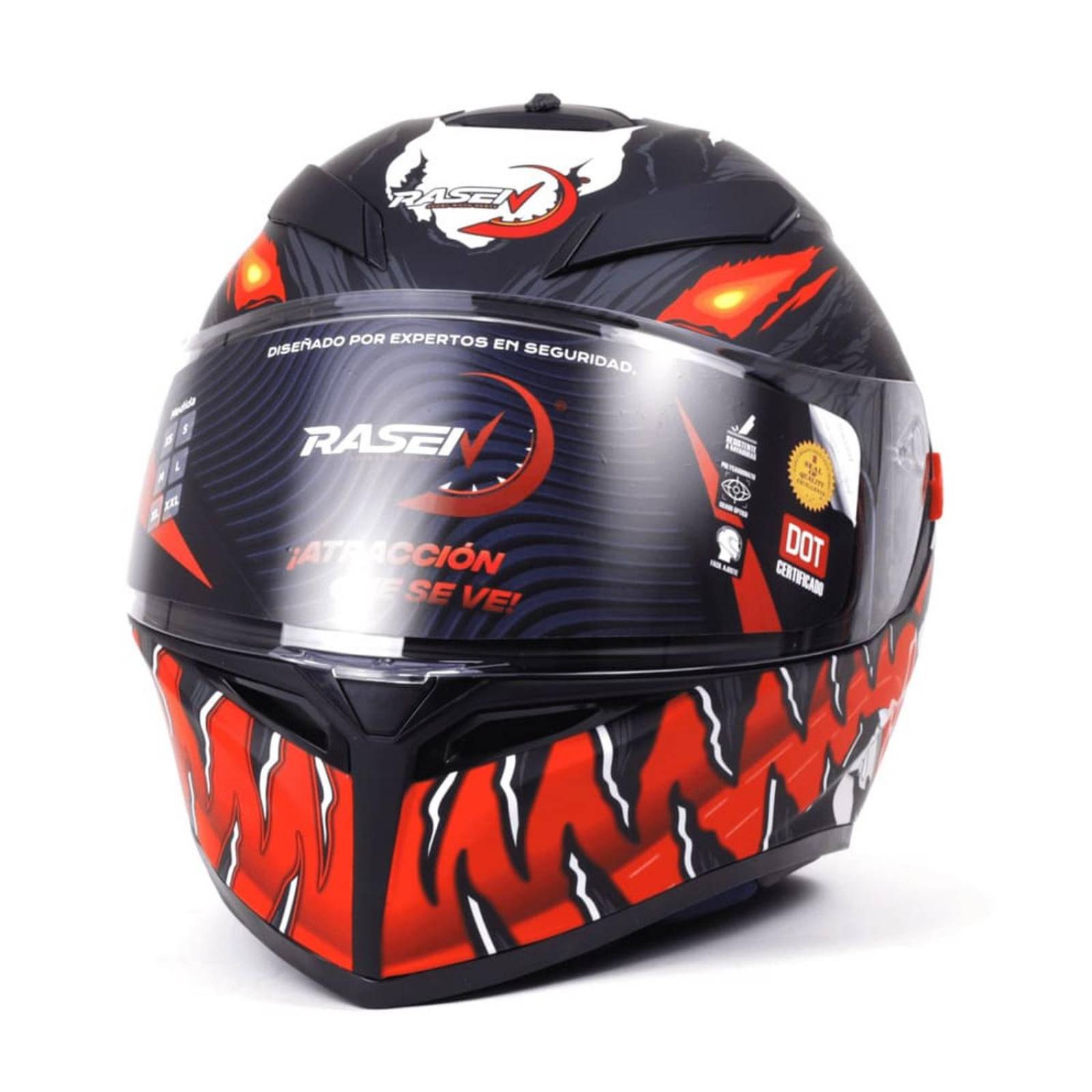CASCO CERRADO NEGRO CON ROJO Y BLANCO PARA MOTOCICLETA 