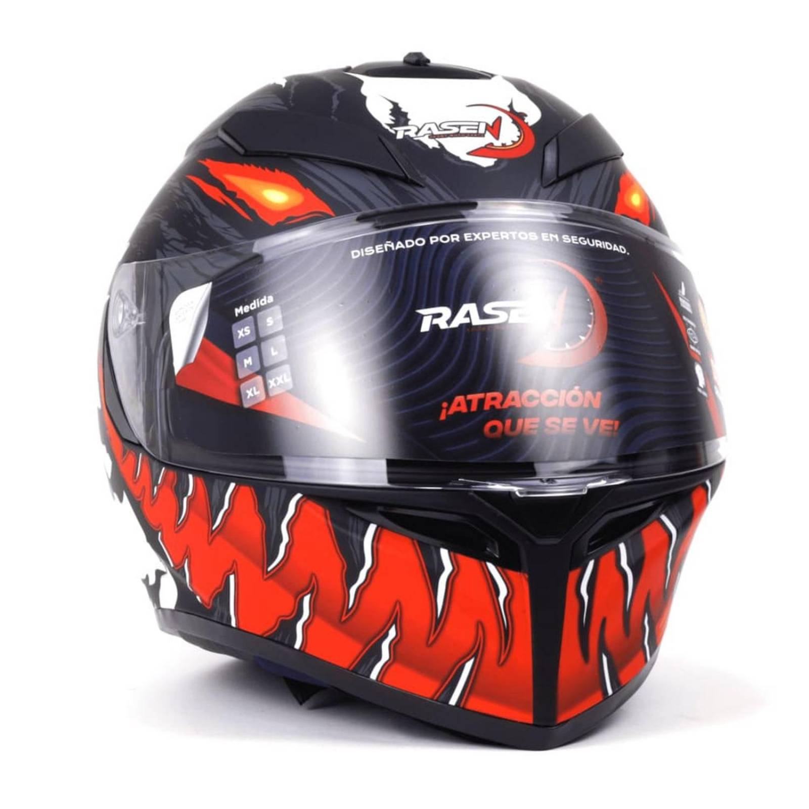 CASCO CERRADO NEGRO CON ROJO Y BLANCO PARA MOTOCICLETA 