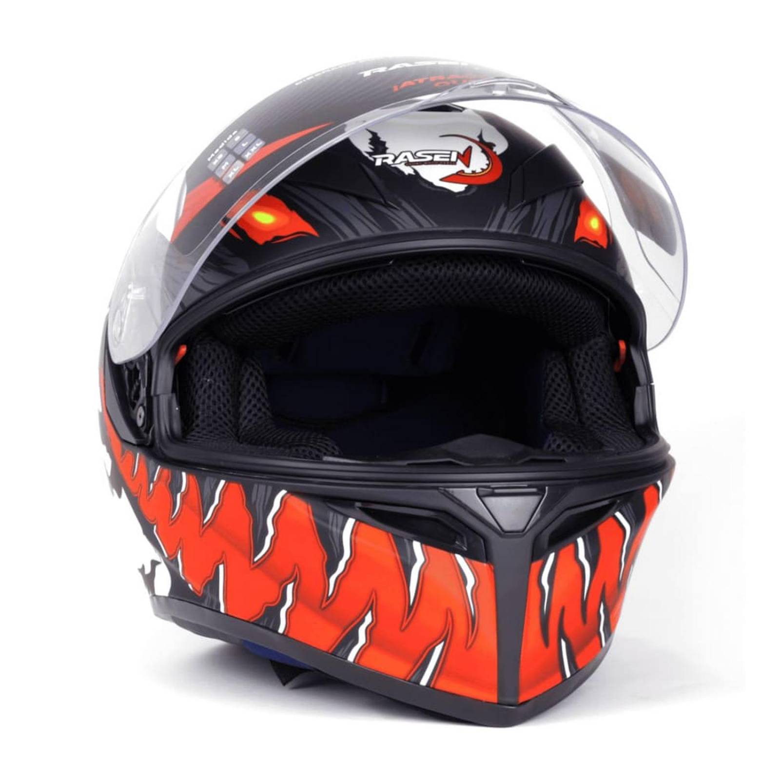 CASCO CERRADO NEGRO CON ROJO Y BLANCO PARA MOTOCICLETA 