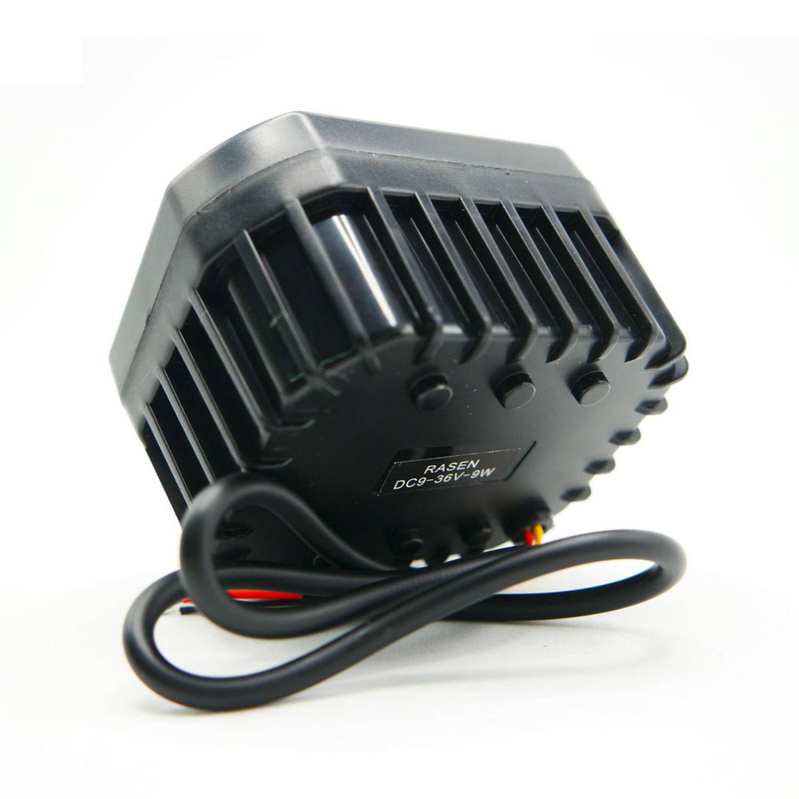 Faro Para Moto Rasen Auxiliar Led Con Lupa Cuadrado Con 3 Led Ojo De Angel Con Luz Blanca Fija Y Estrobo  Azul