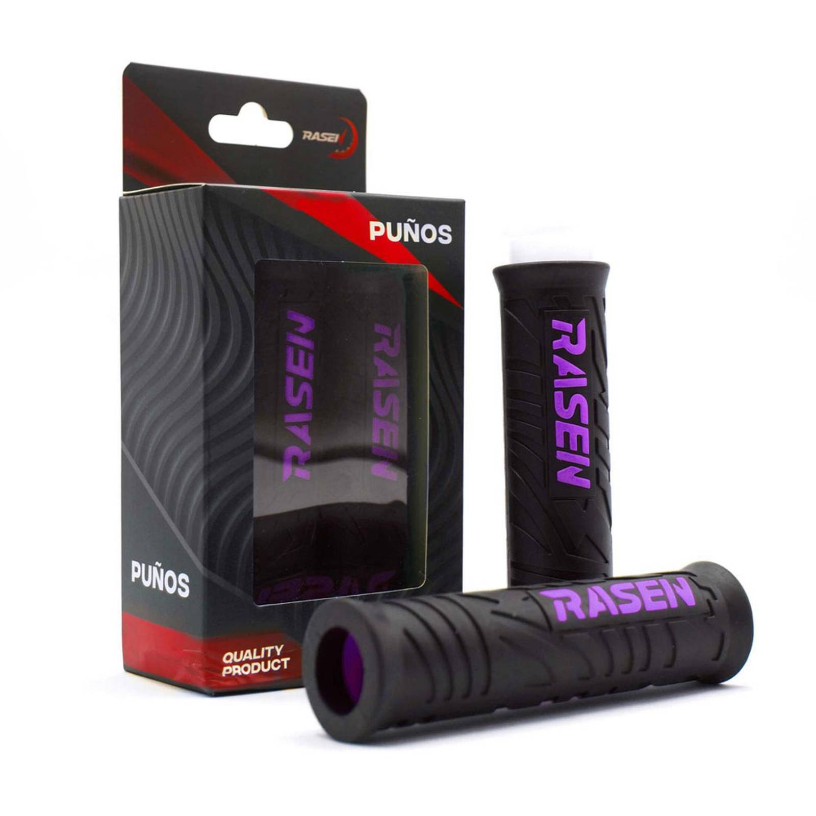 Puños Para Moto Rasen De Caucho Tipo Ranurado Violeta Universal