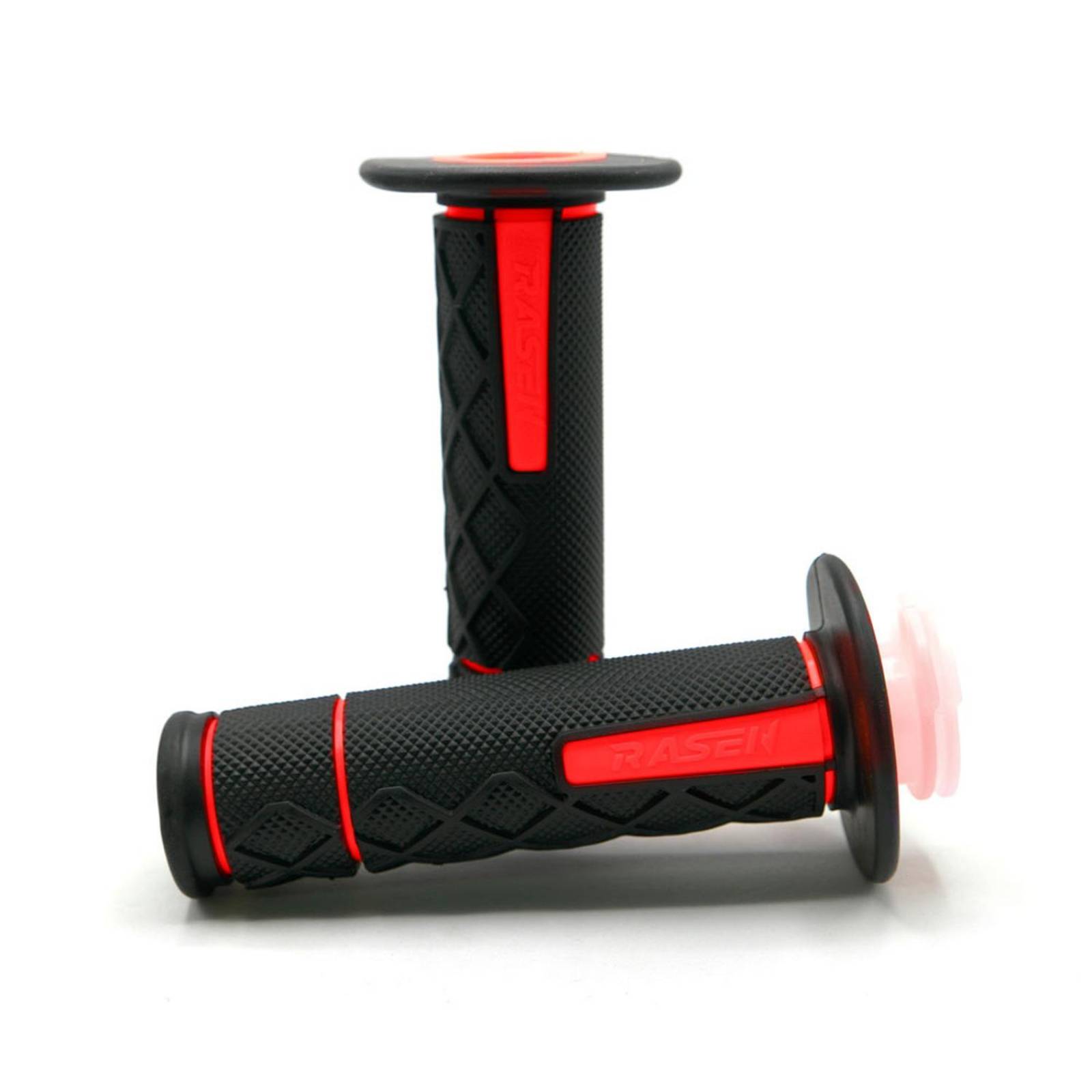 Puños Para Moto Rasen De Caucho Doble Agarre Rojo Universal