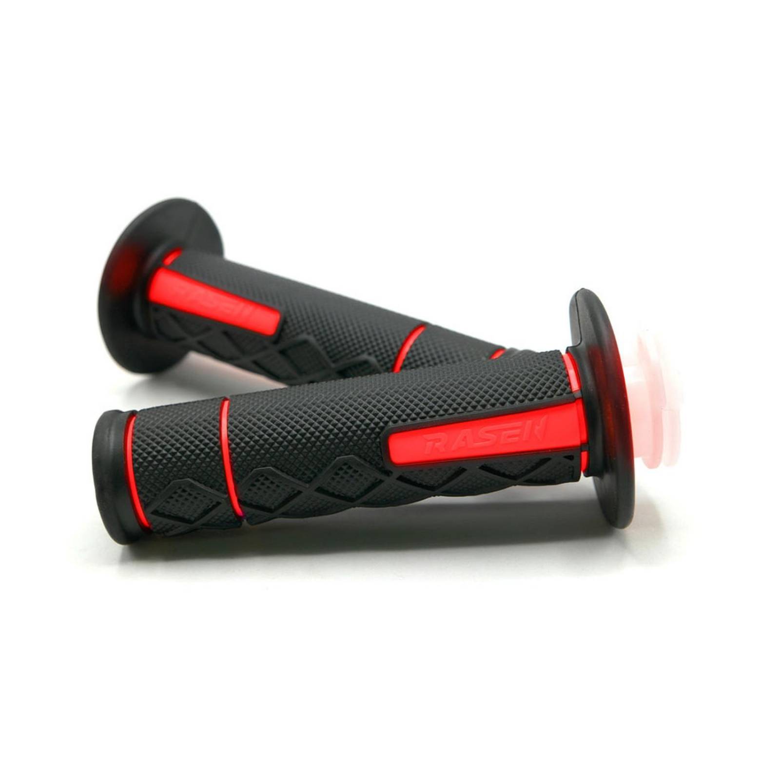 Puños Para Moto Rasen De Caucho Doble Agarre Rojo Universal