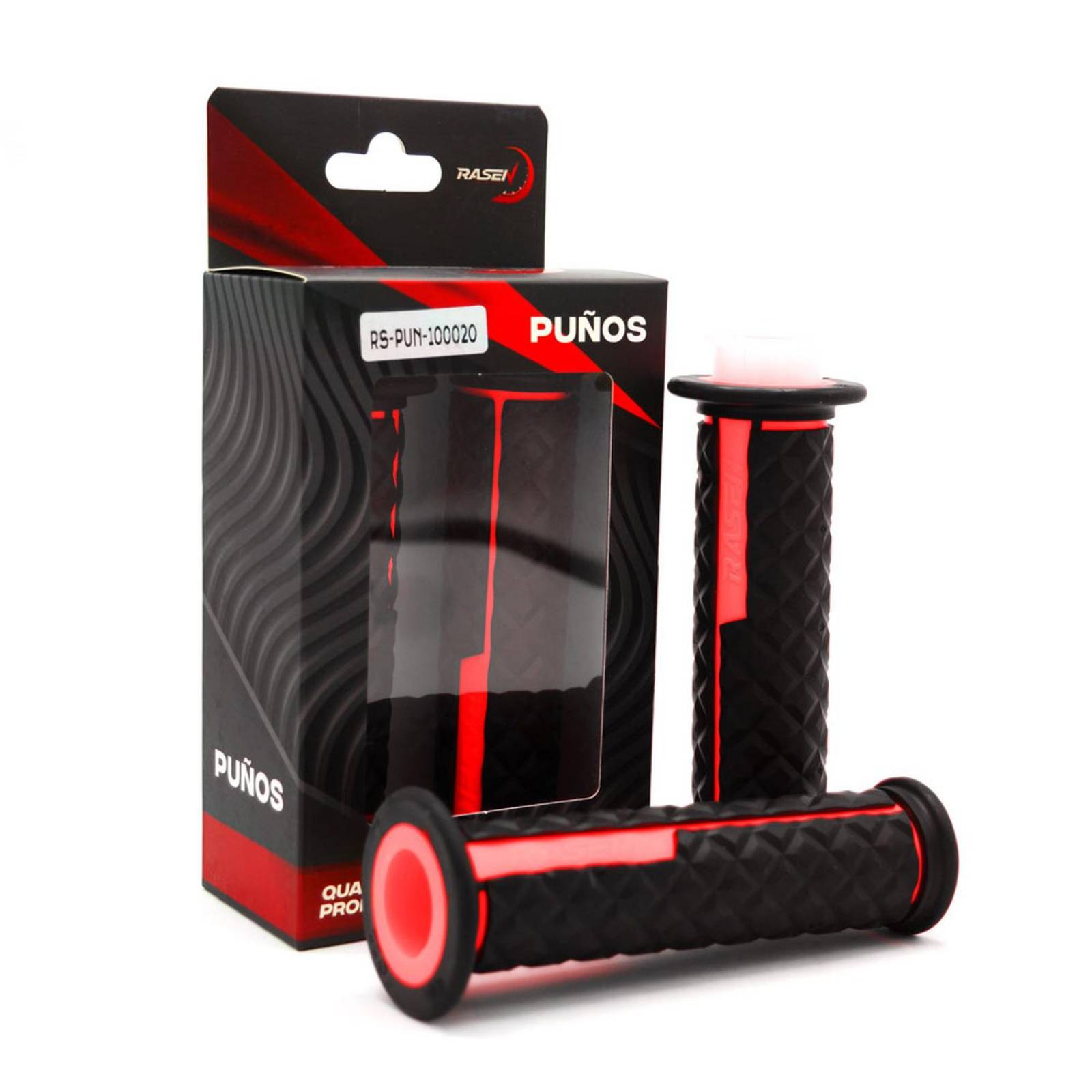 Puños Para Moto Rasen De Caucho Tipo Cuarzo Rojo Universal