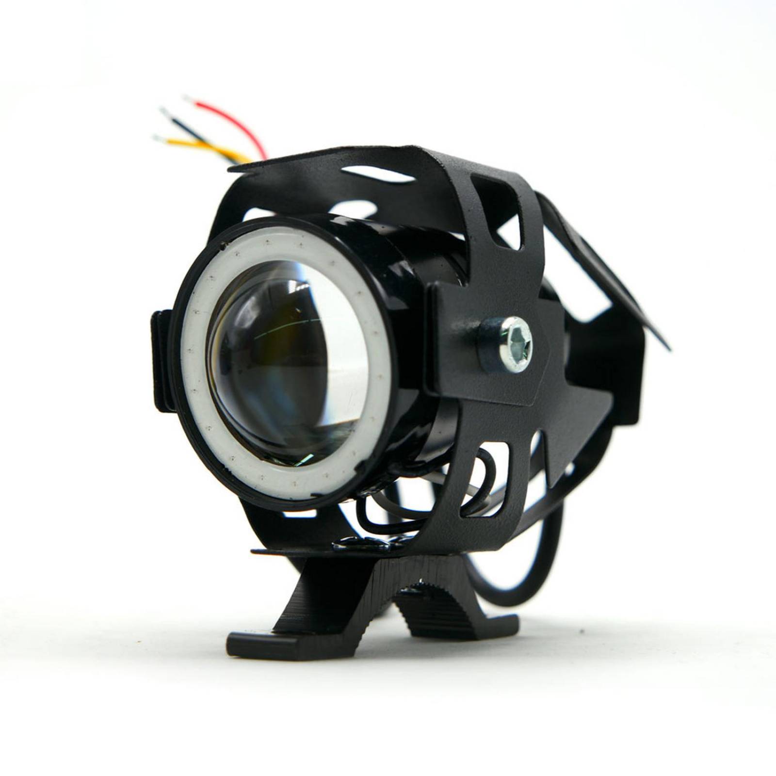 Faro Para Moto Rasen Led Mini Con Lupa Ojo De Angel Con Luz Alta,Baja Y Estrobo       Rojo