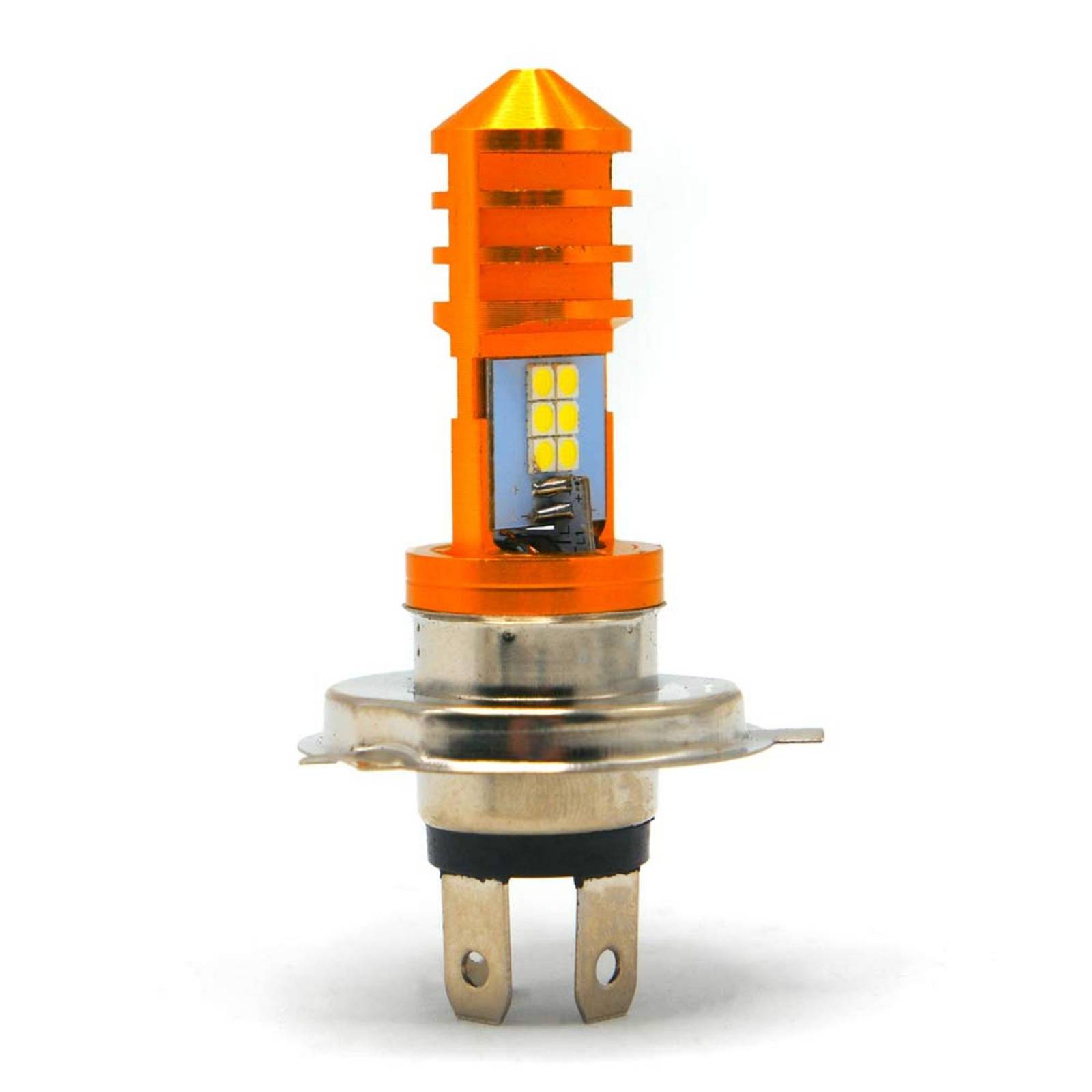 Foco Para Moto Rasen De Faro 12 Hiper Led Potente H4            Naranja