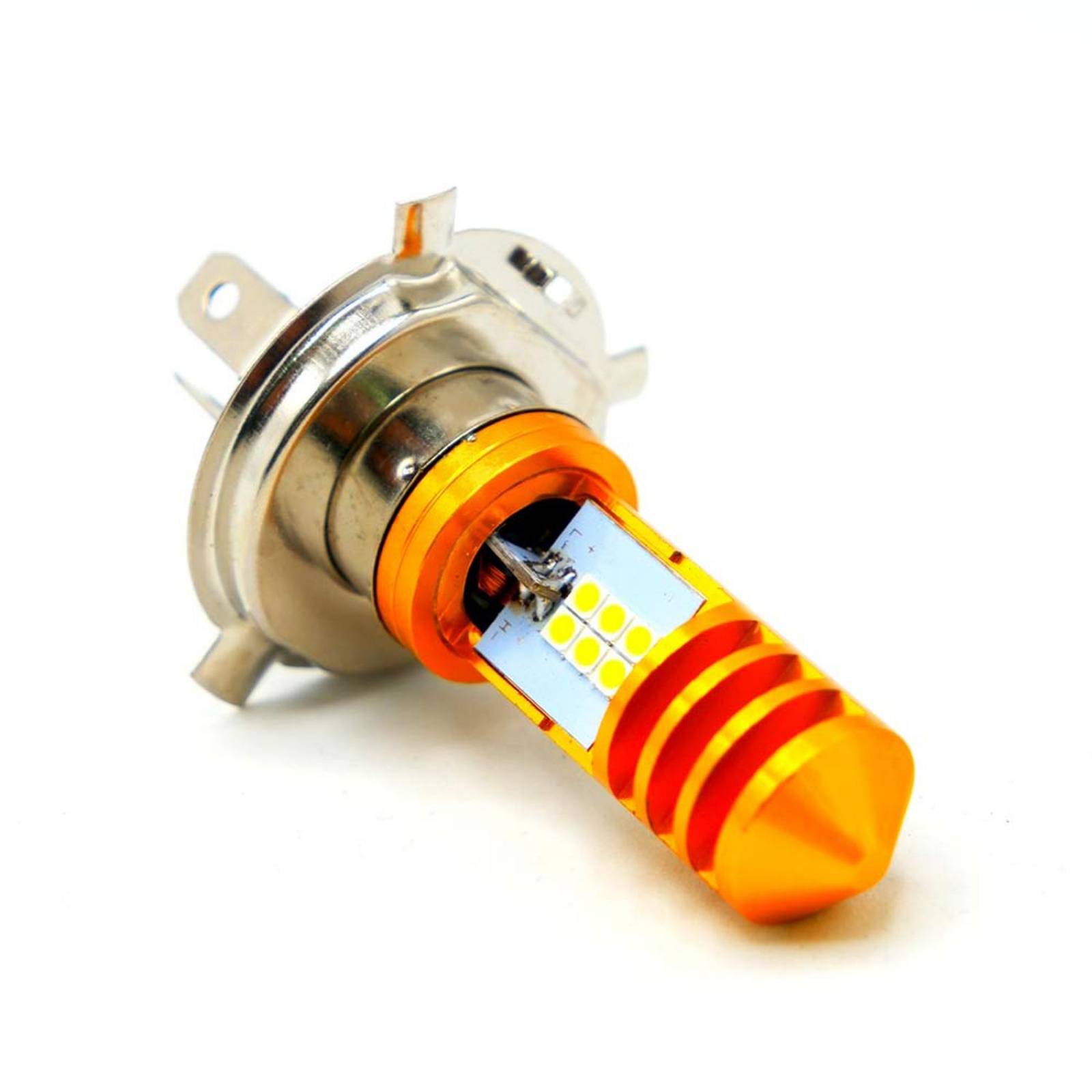 Foco Para Moto Rasen De Faro 12 Hiper Led Potente H4            Naranja
