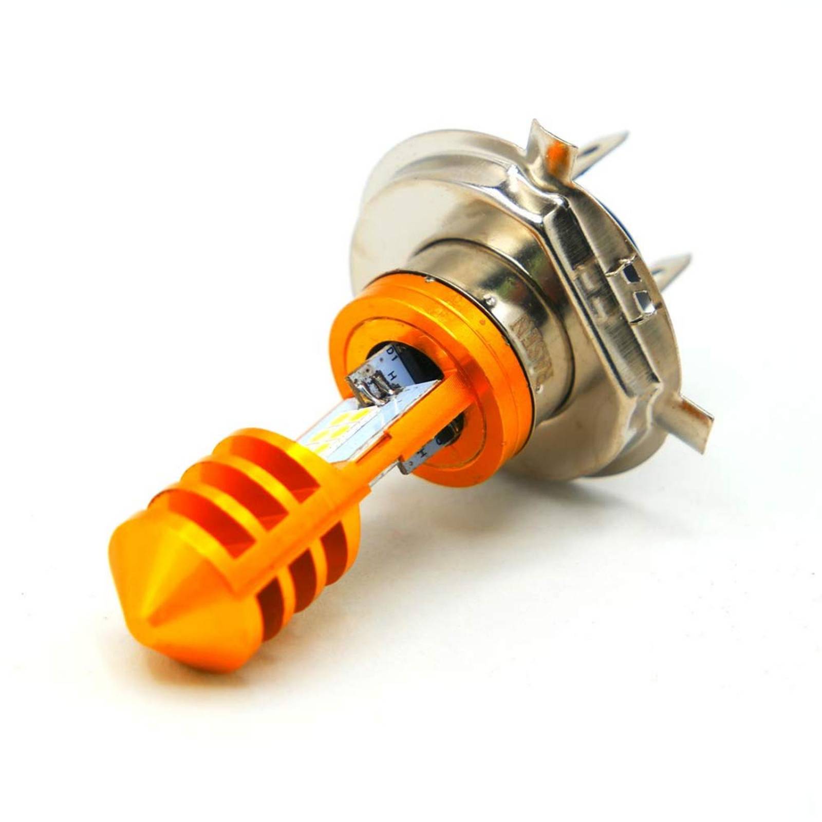 Foco Para Moto Rasen De Faro 12 Hiper Led Potente H4            Naranja