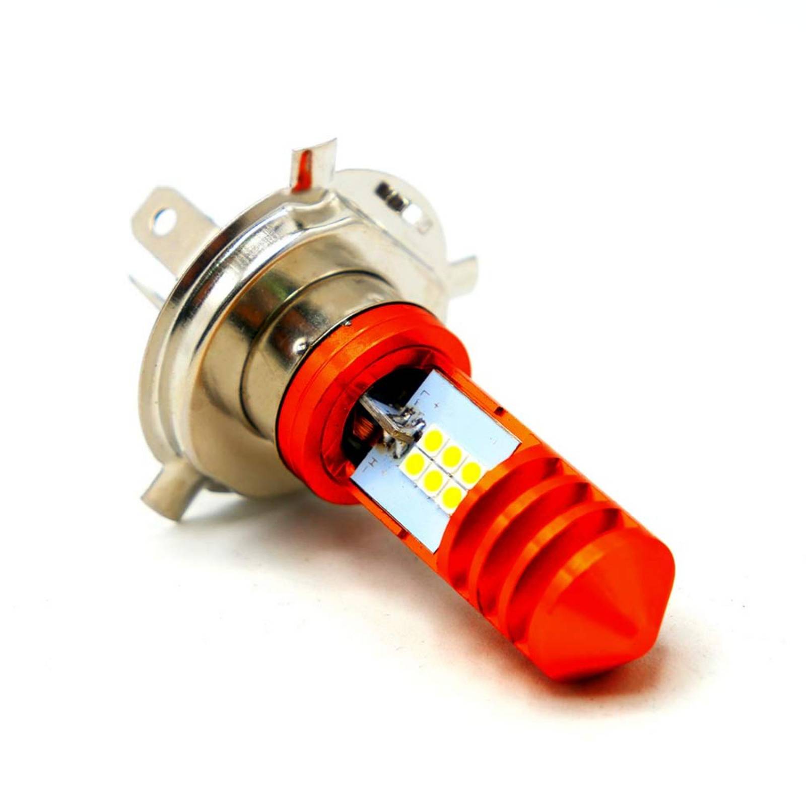 Foco Para Moto Rasen De Faro 12 Hiper Led Potente H4            Rojo