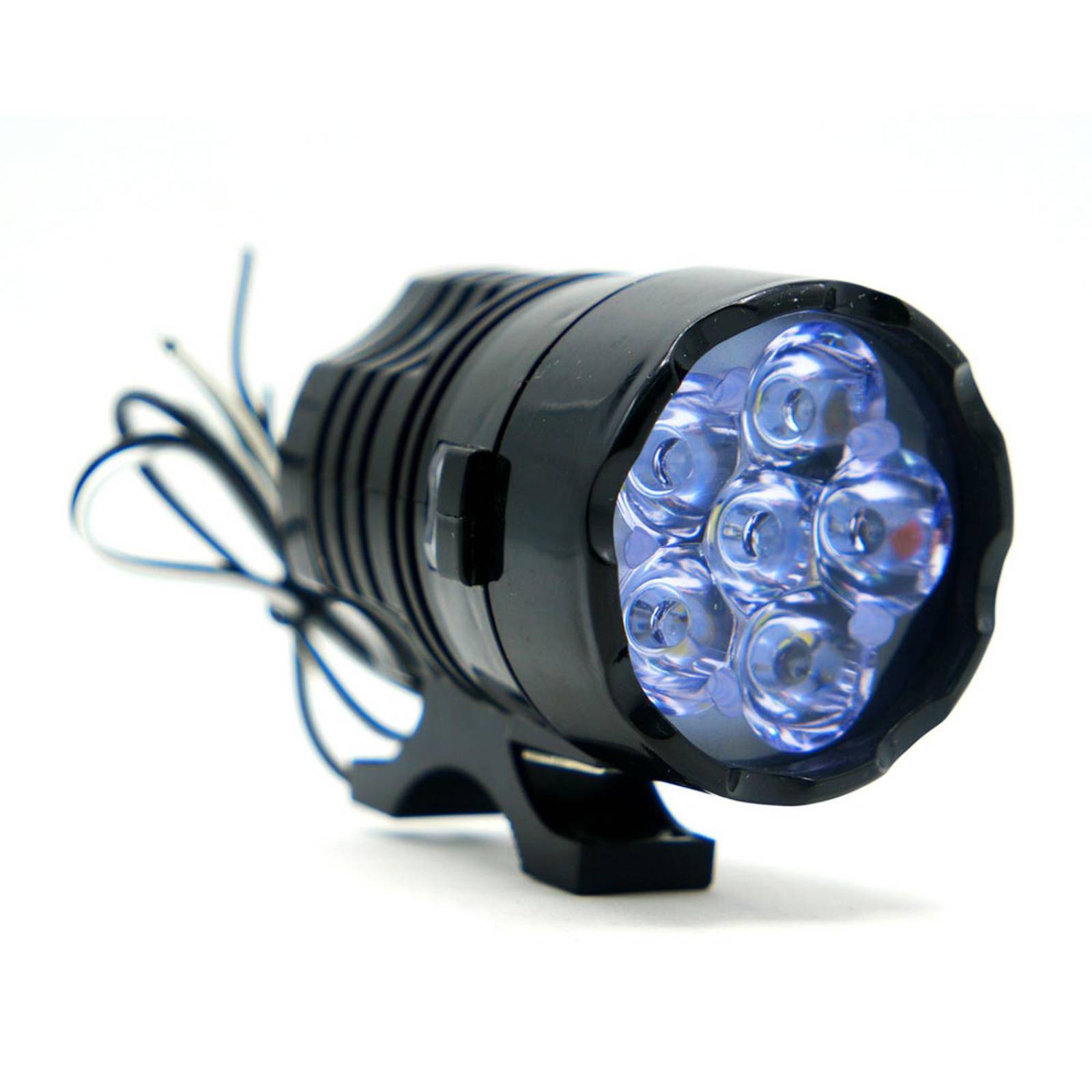 Faro Para Moto Rasen Auxiliar 6 Led Tipo Redondo Luz Blanca Con Luz Alta, Baja Y Estrobo      