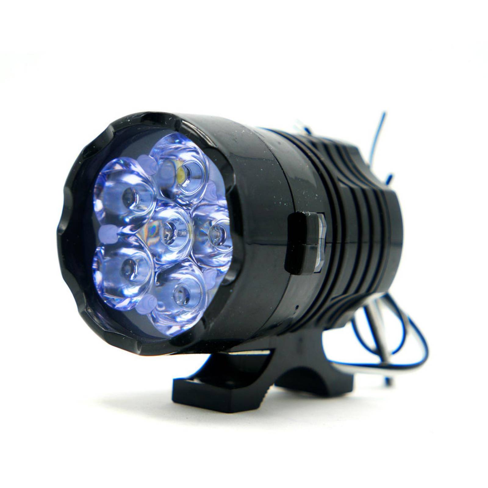 Faro Para Moto Rasen Auxiliar 6 Led Tipo Redondo Luz Blanca Con Luz Alta, Baja Y Estrobo      