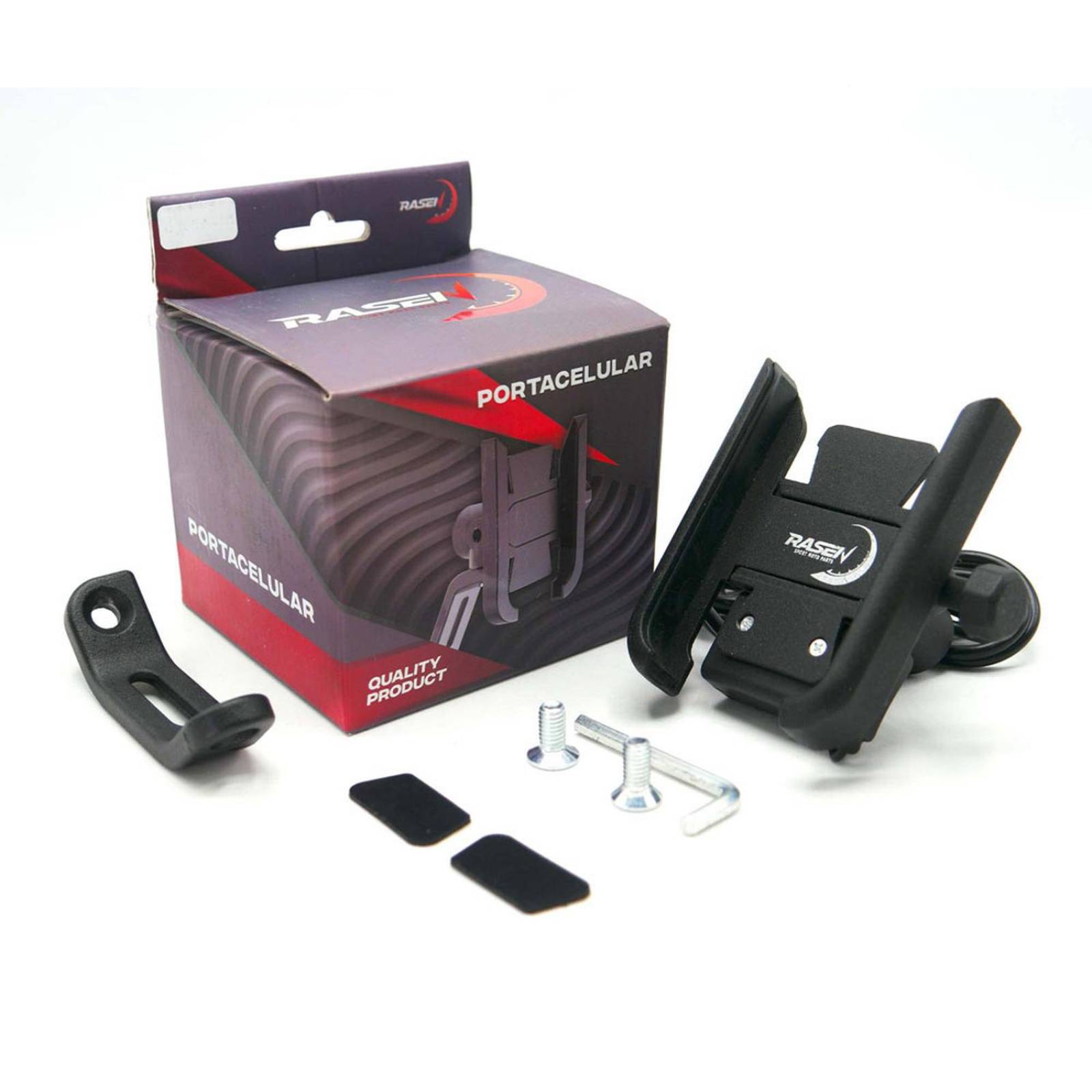 Soporte Para Moto Rasen Para Celular Universal Metalico Para Espejo Con Cargador          