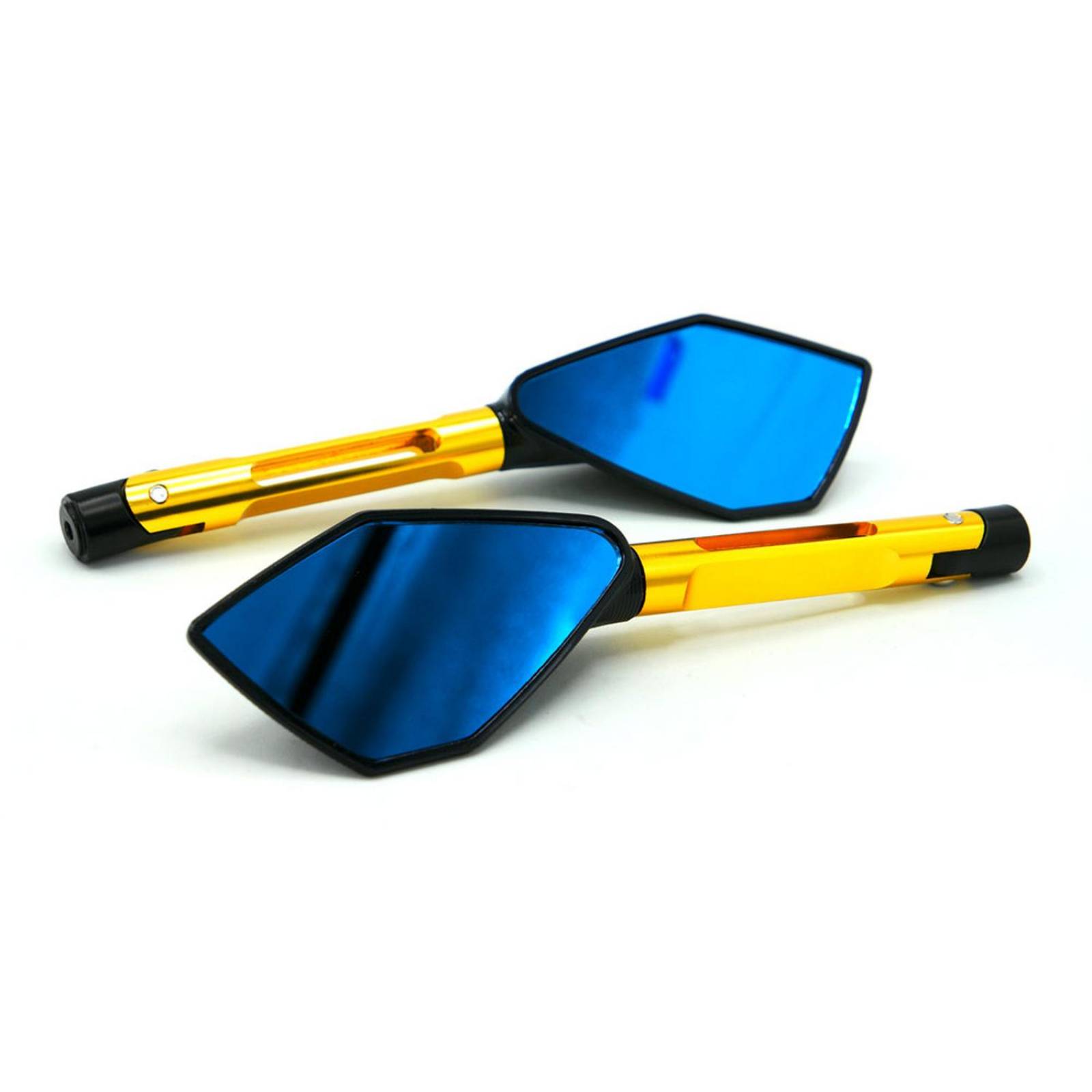 Espejo Para Moto Rasen Deportivo Con Vidrio Azul Tipo Pentagonal Universal            Dorado