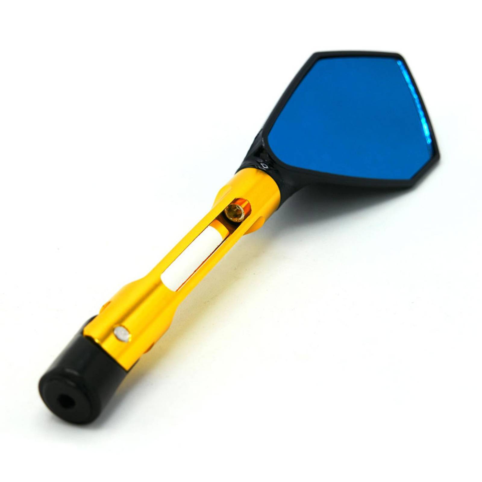 Espejo Para Moto Rasen Deportivo Con Vidrio Azul Tipo Pentagonal Universal            Dorado
