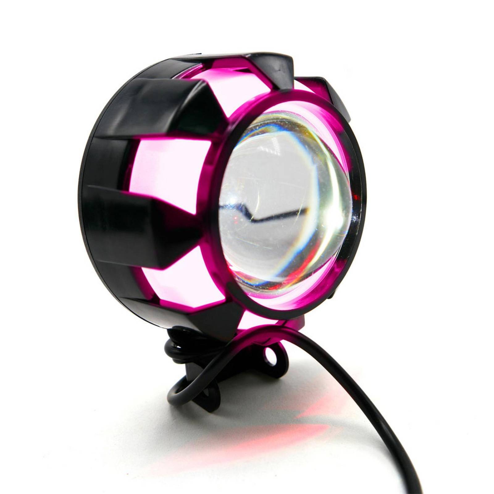 Faro Para Moto Rasen Led Luz Blanca Redondo Rosa