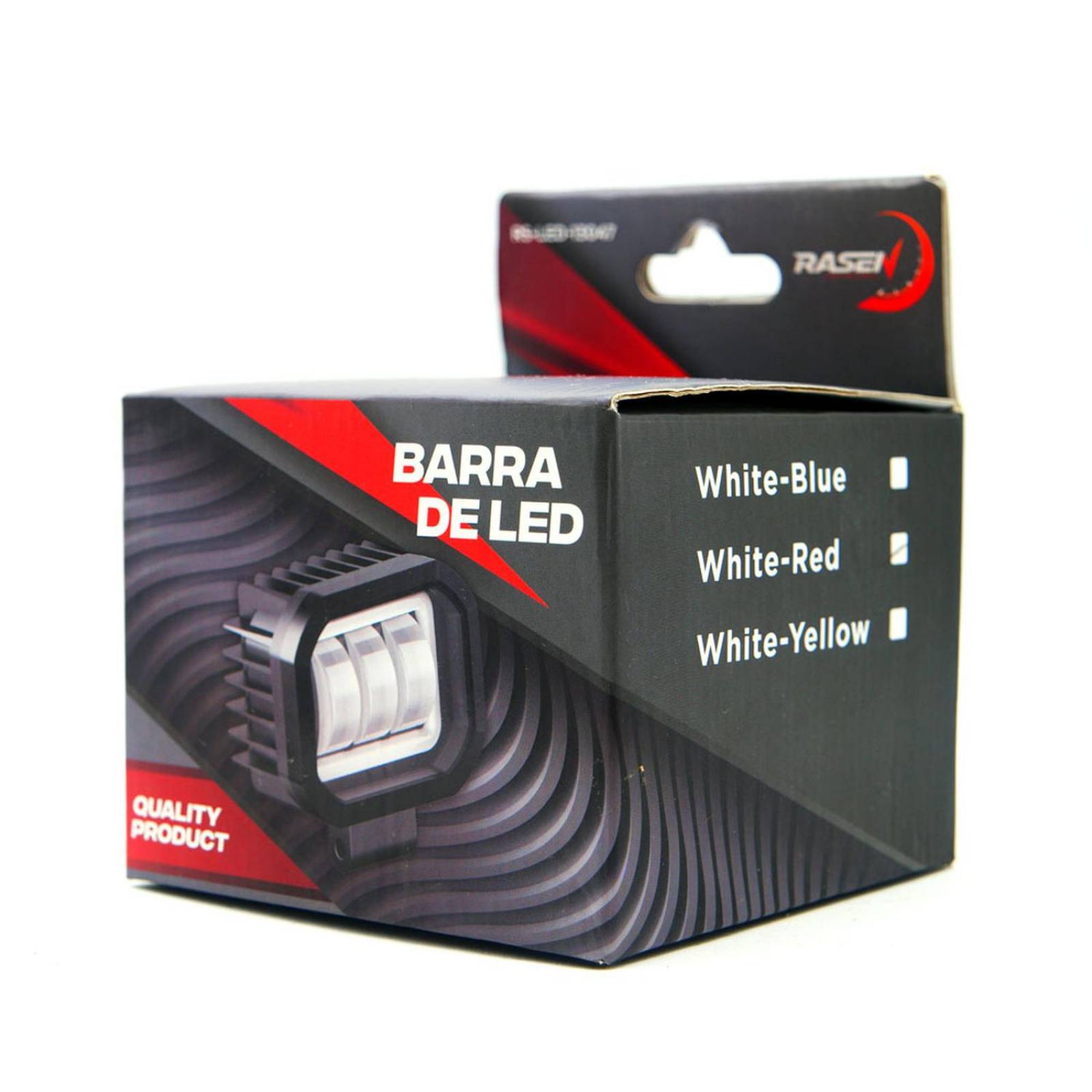 Faro Para Moto Rasen Cuadrado Led Con Lupa Luz Fija Y Estrobo Contorno Azul Rojo