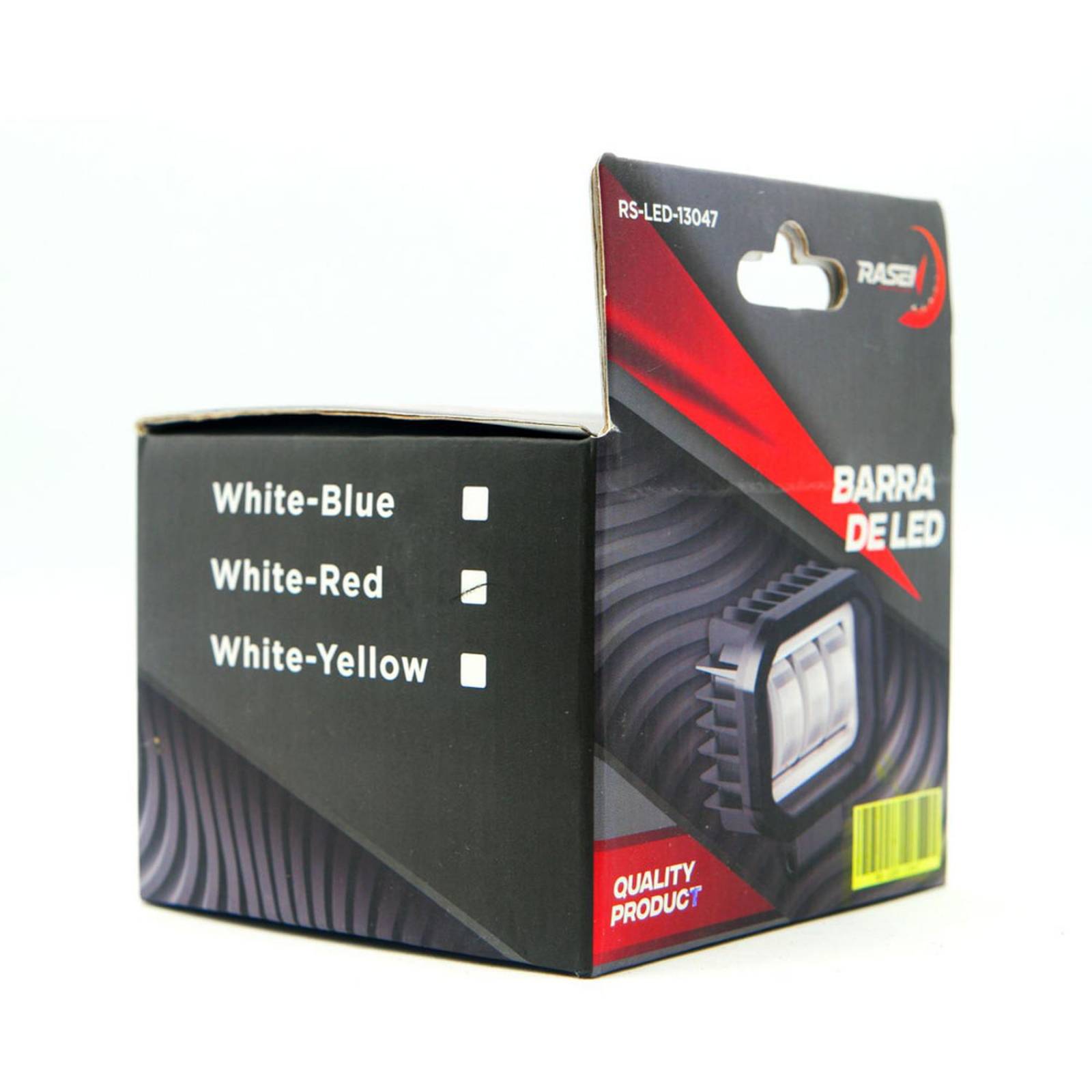 Faro Para Moto Rasen Cuadrado Led Con Lupa Luz Fija Y Estrobo Contorno Azul Rojo