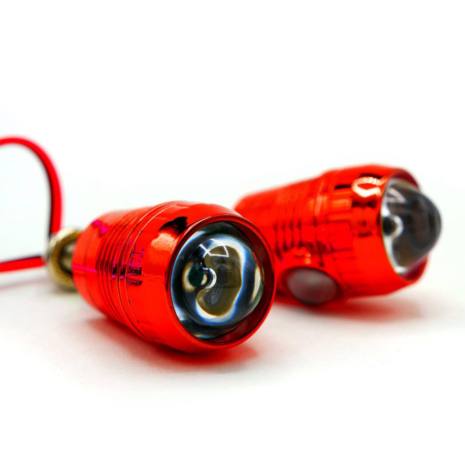 Faro Para Moto Rasen Led Con Lupa Tipo Cilindro Delantero O Trasero Estrobo          Rojo