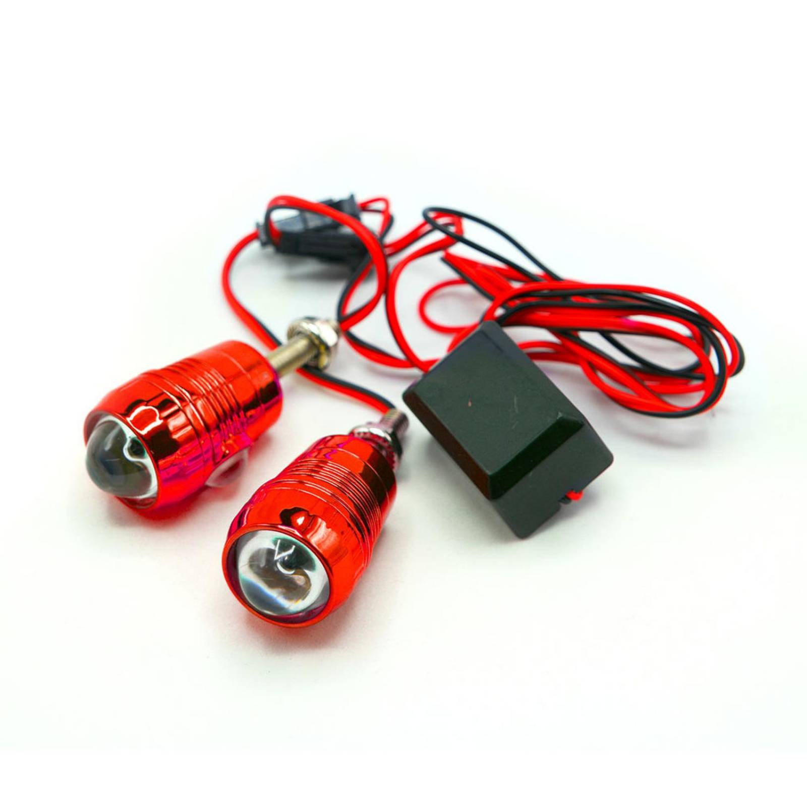 Faro Para Moto Rasen Led Con Lupa Tipo Cilindro Delantero O Trasero Estrobo          Rojo