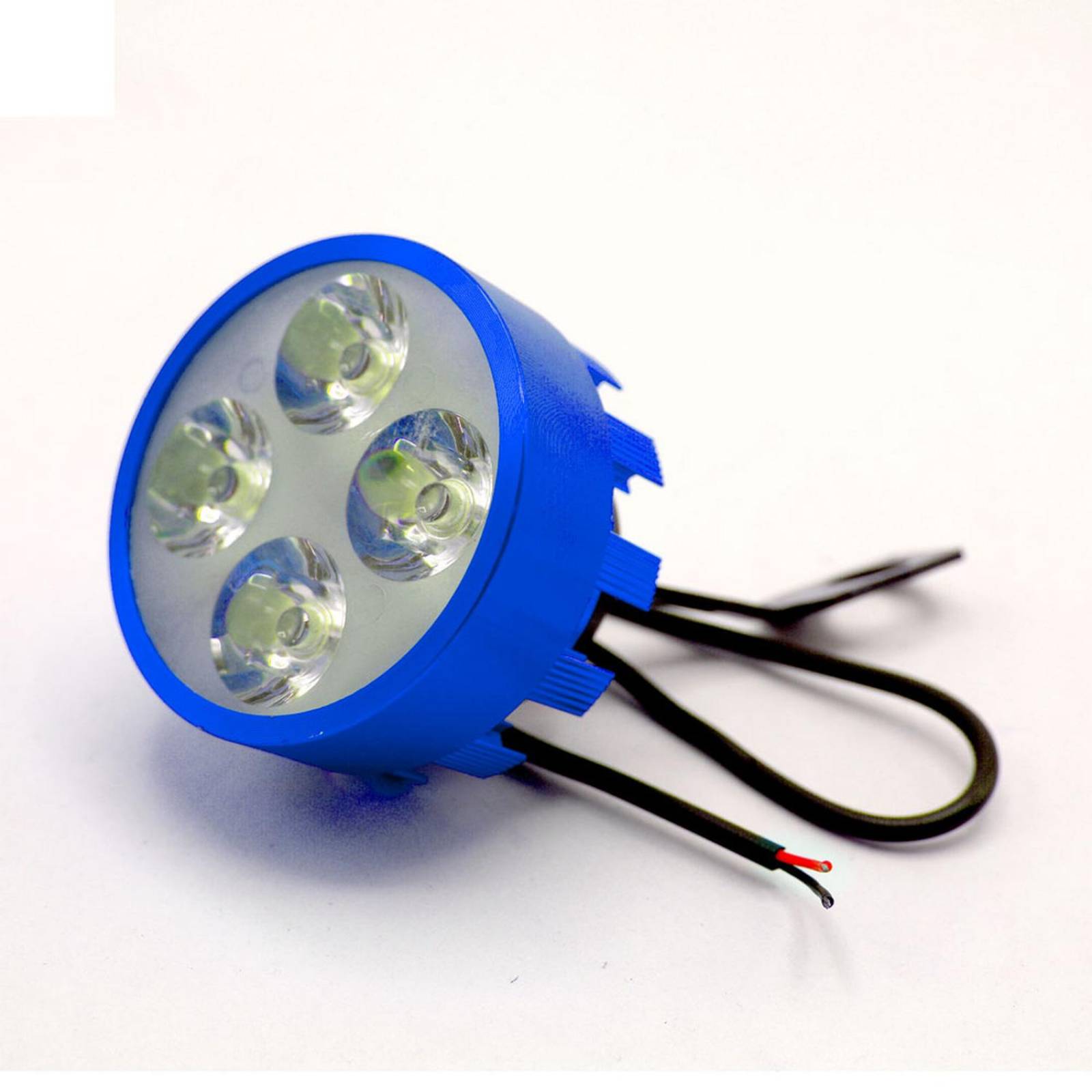 Faro Para Moto Rasen Redondo Aluminio Luz Blanca Alta, Baja Y Estrobo           Azul