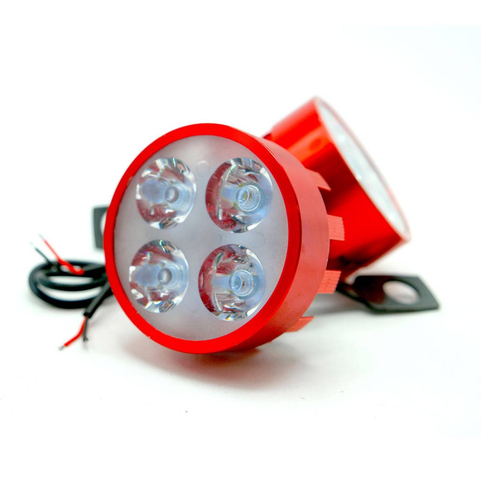Faro Para Moto Rasen Redondo Aluminio Luz Blanca Alta, Baja Y Estrobo           Rojo