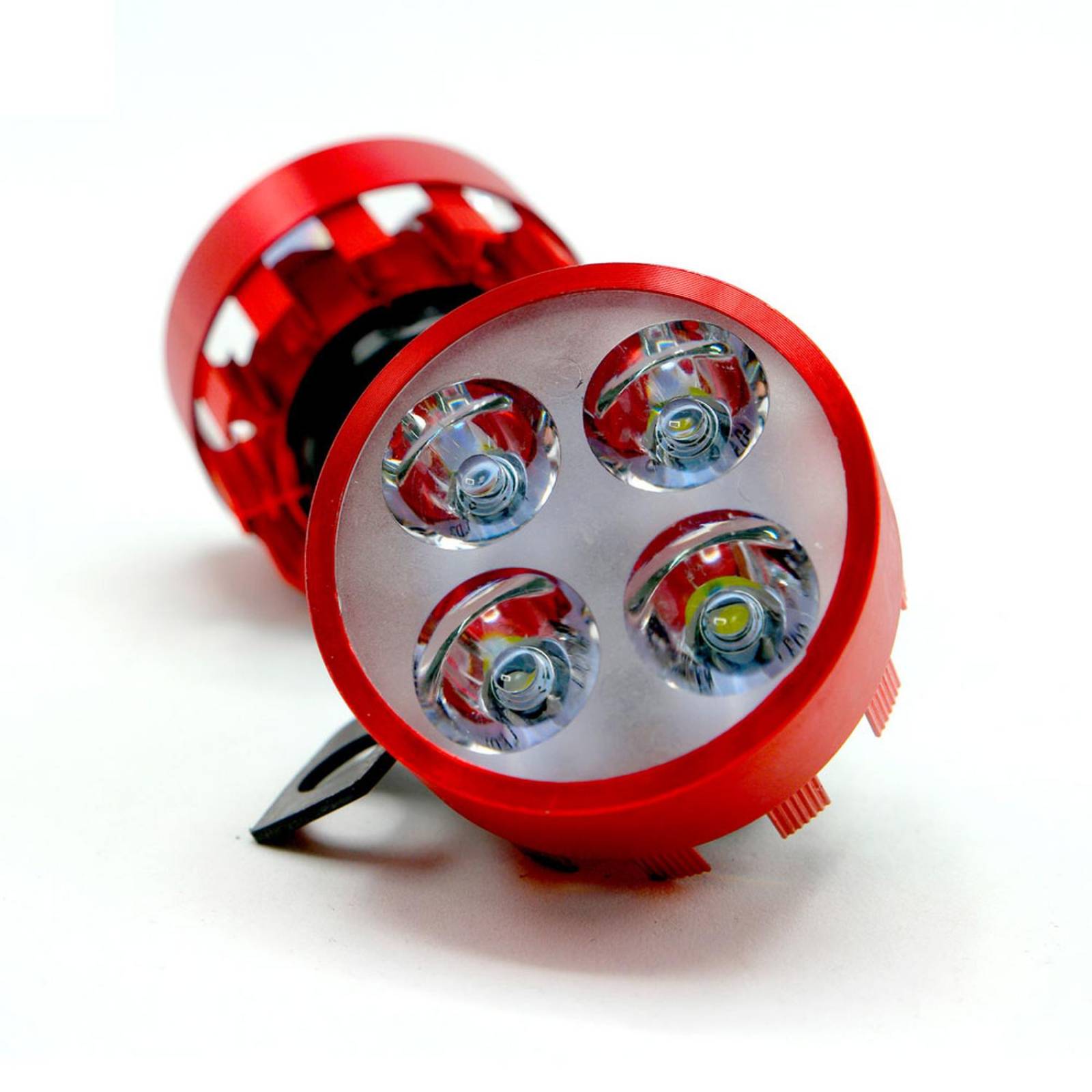 Faro Para Moto Rasen Redondo Aluminio Luz Blanca Alta, Baja Y Estrobo           Rojo