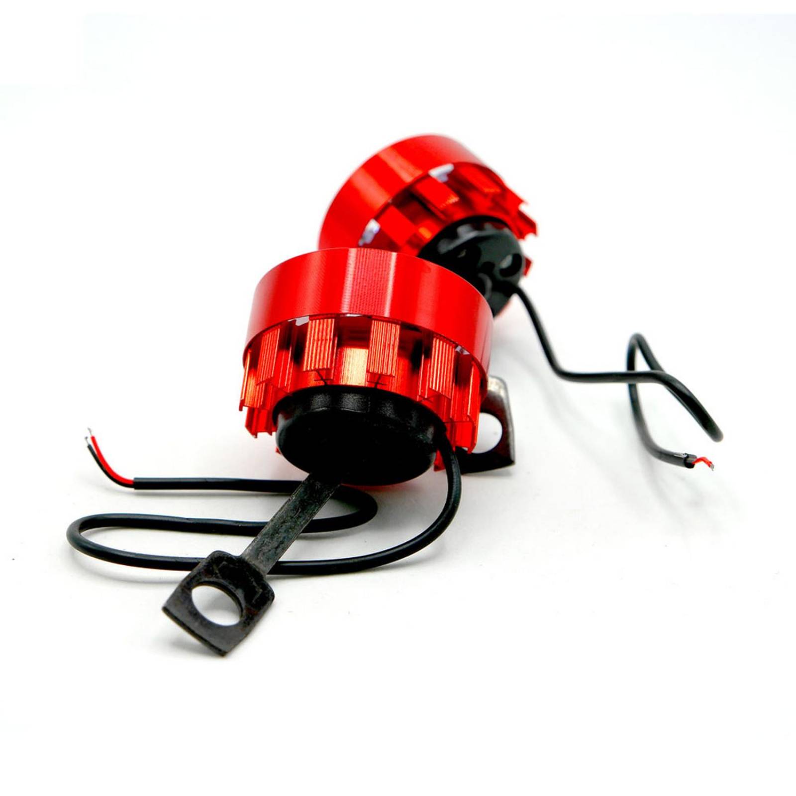 Faro Para Moto Rasen Redondo Aluminio Luz Blanca Alta, Baja Y Estrobo           Rojo