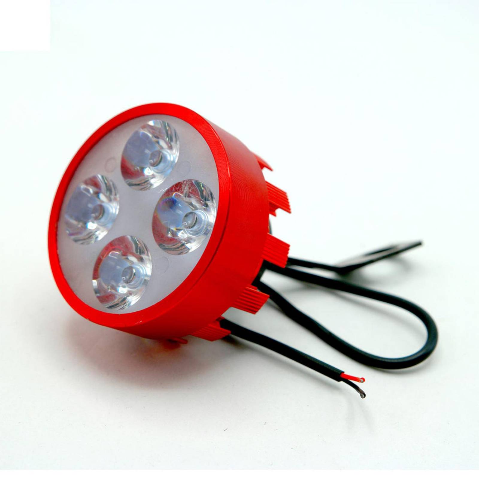 Faro Para Moto Rasen Redondo Aluminio Luz Blanca Alta, Baja Y Estrobo           Rojo