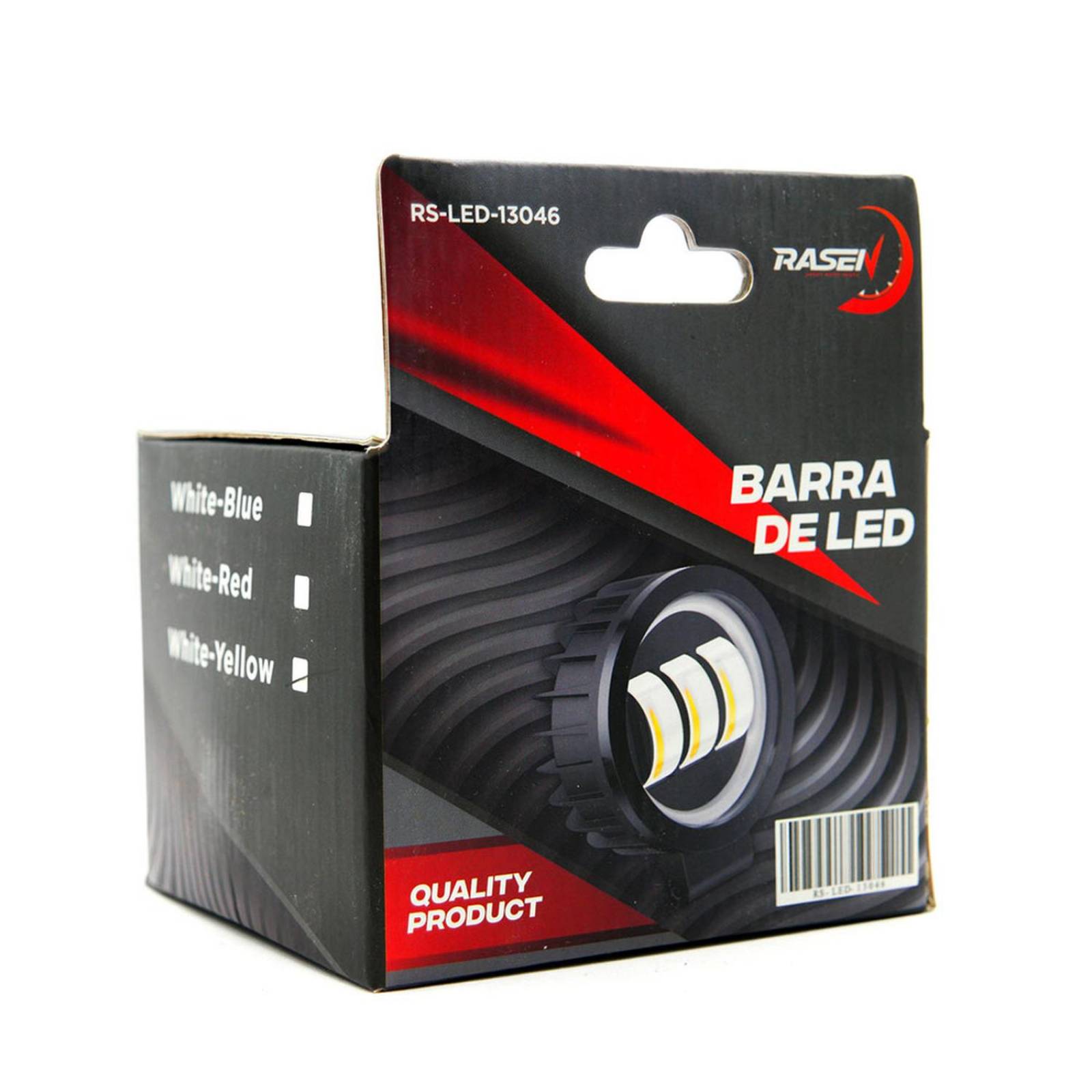 Faro Para Moto Rasen Redondo 3 Led Con Lupa Luz Fija, Estrobo Opcional          Negro BLANCO-AMARILLO