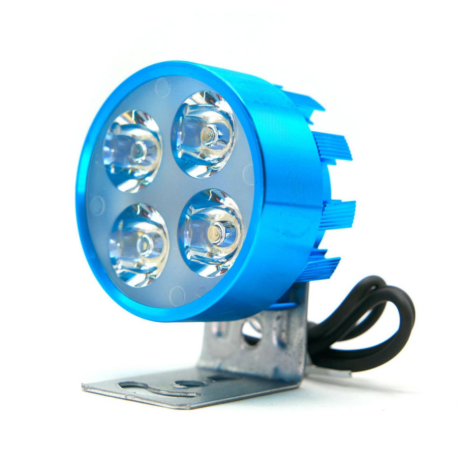 Faro Para Moto Rasen Redondo 4 Led Luz Blanca Alta, Baja Y Estrobo          Azul