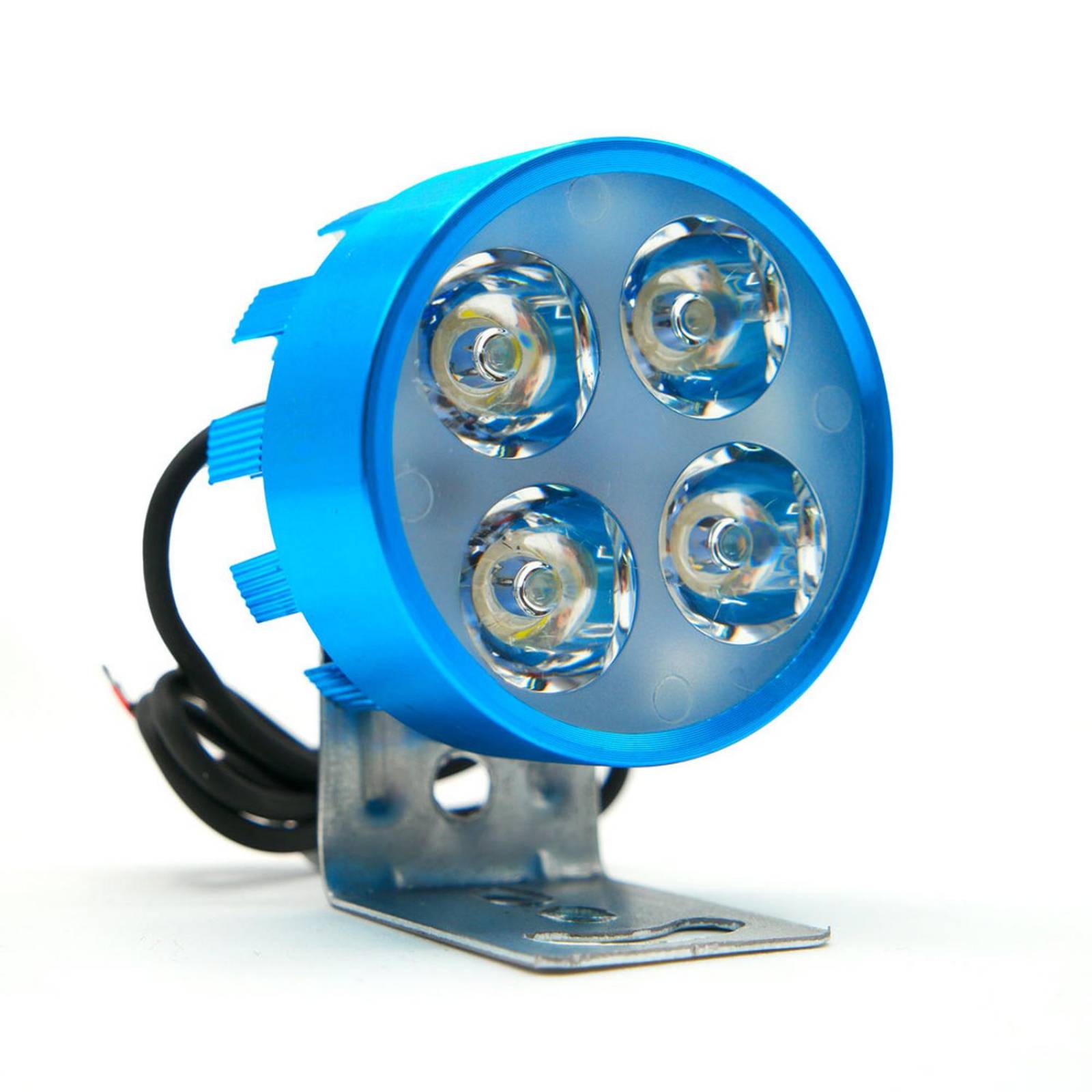 Faro Para Moto Rasen Redondo 4 Led Luz Blanca Alta, Baja Y Estrobo          Azul