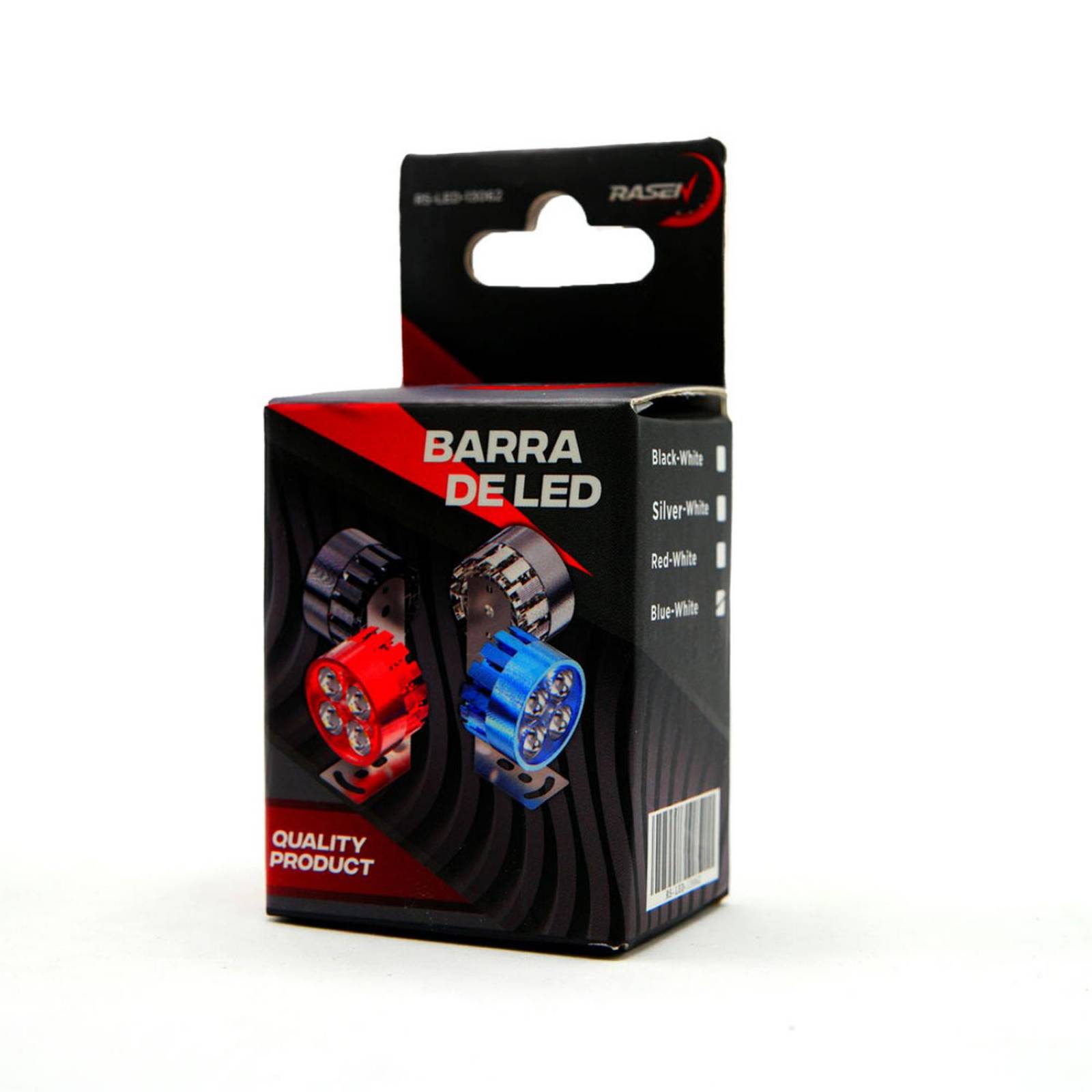Faro Para Moto Rasen Redondo 4 Led Luz Blanca Alta, Baja Y Estrobo          Azul