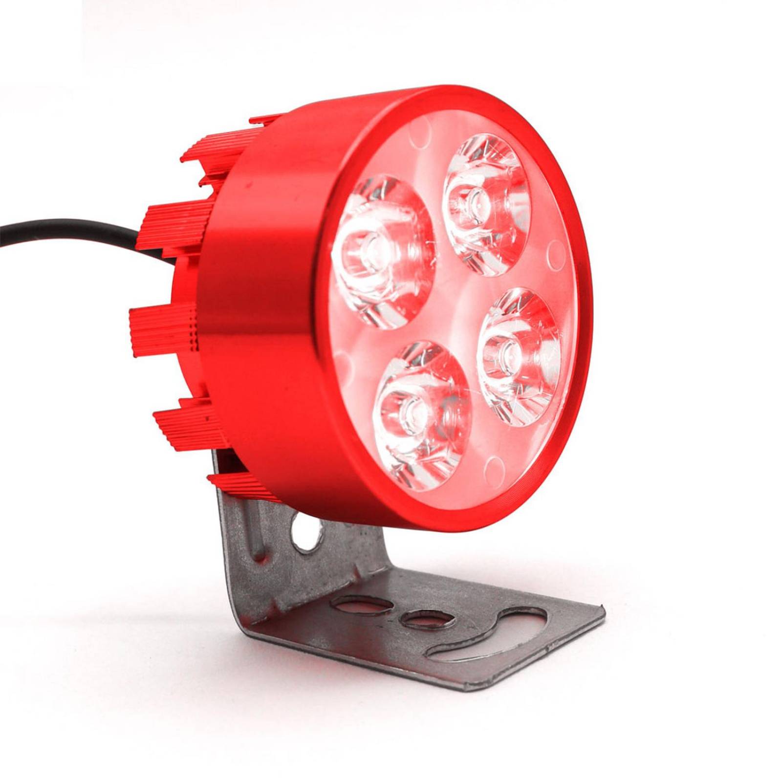 Faro Para Moto Rasen Redondo 4 Led Luz Blanca Alta, Baja Y Estrobo Rojo