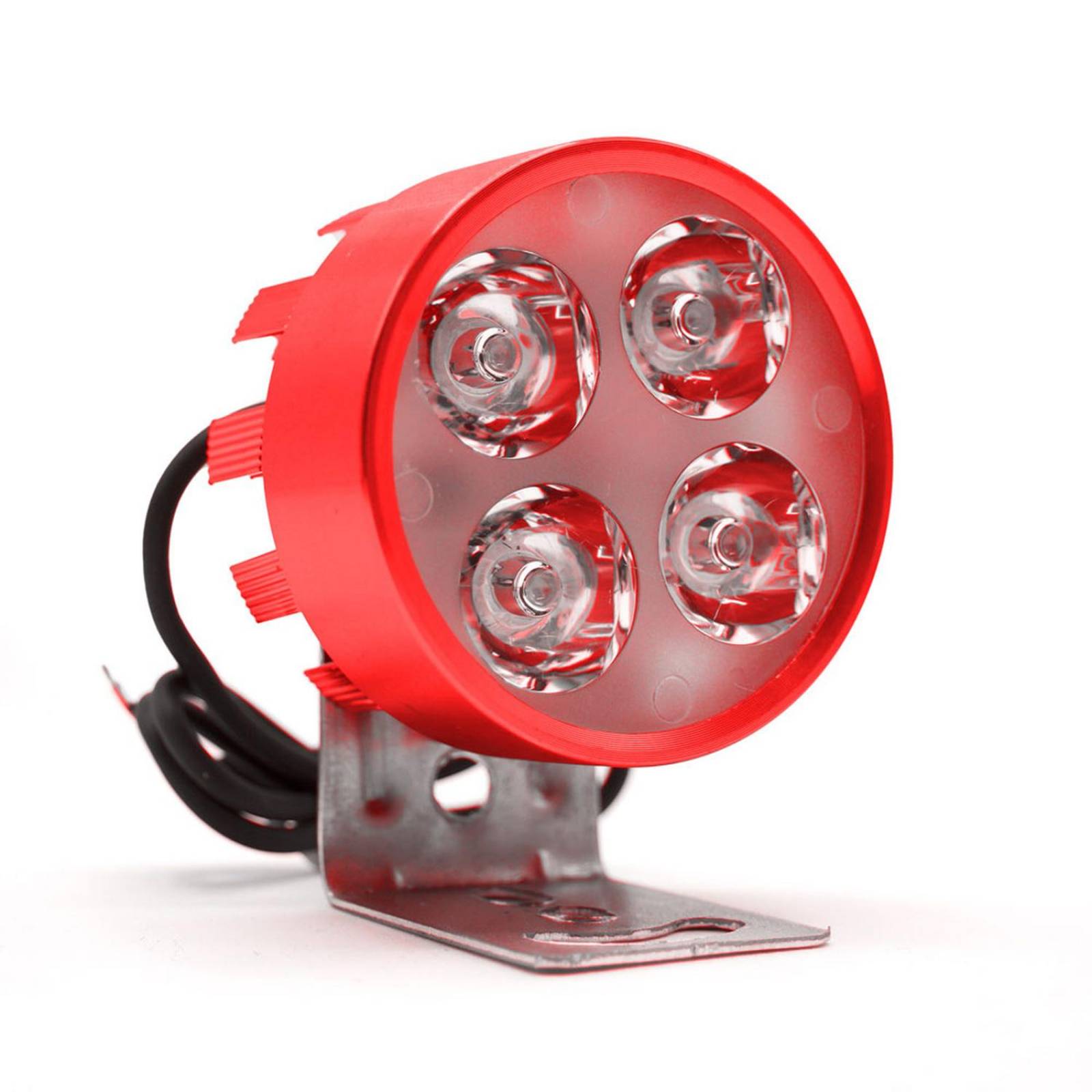 Faro Para Moto Rasen Redondo 4 Led Luz Blanca Alta, Baja Y Estrobo Rojo