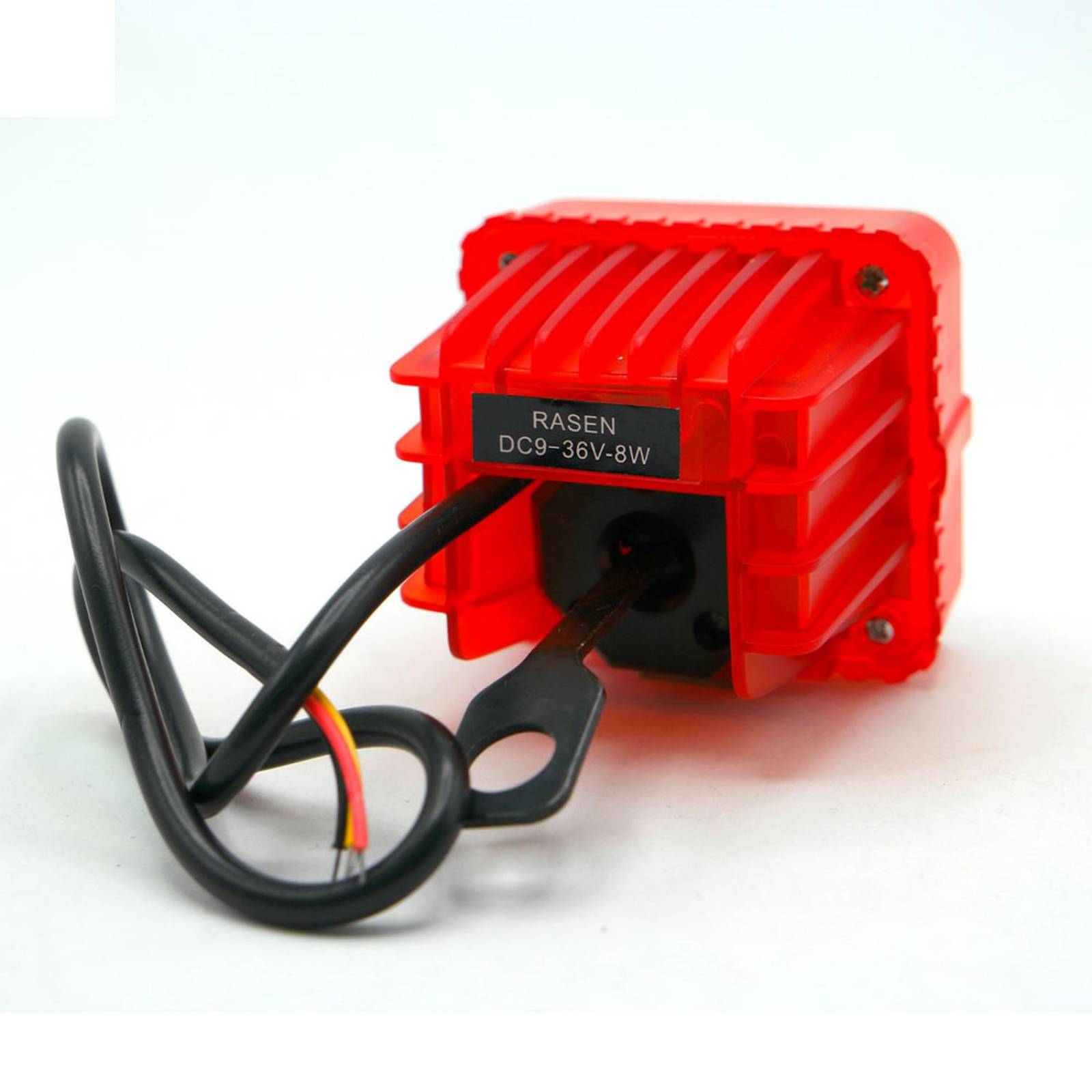 Faro Para Moto Rasen Auxiliar Cuadrado 4 Led Blanco Contorno Rgb            Rojo