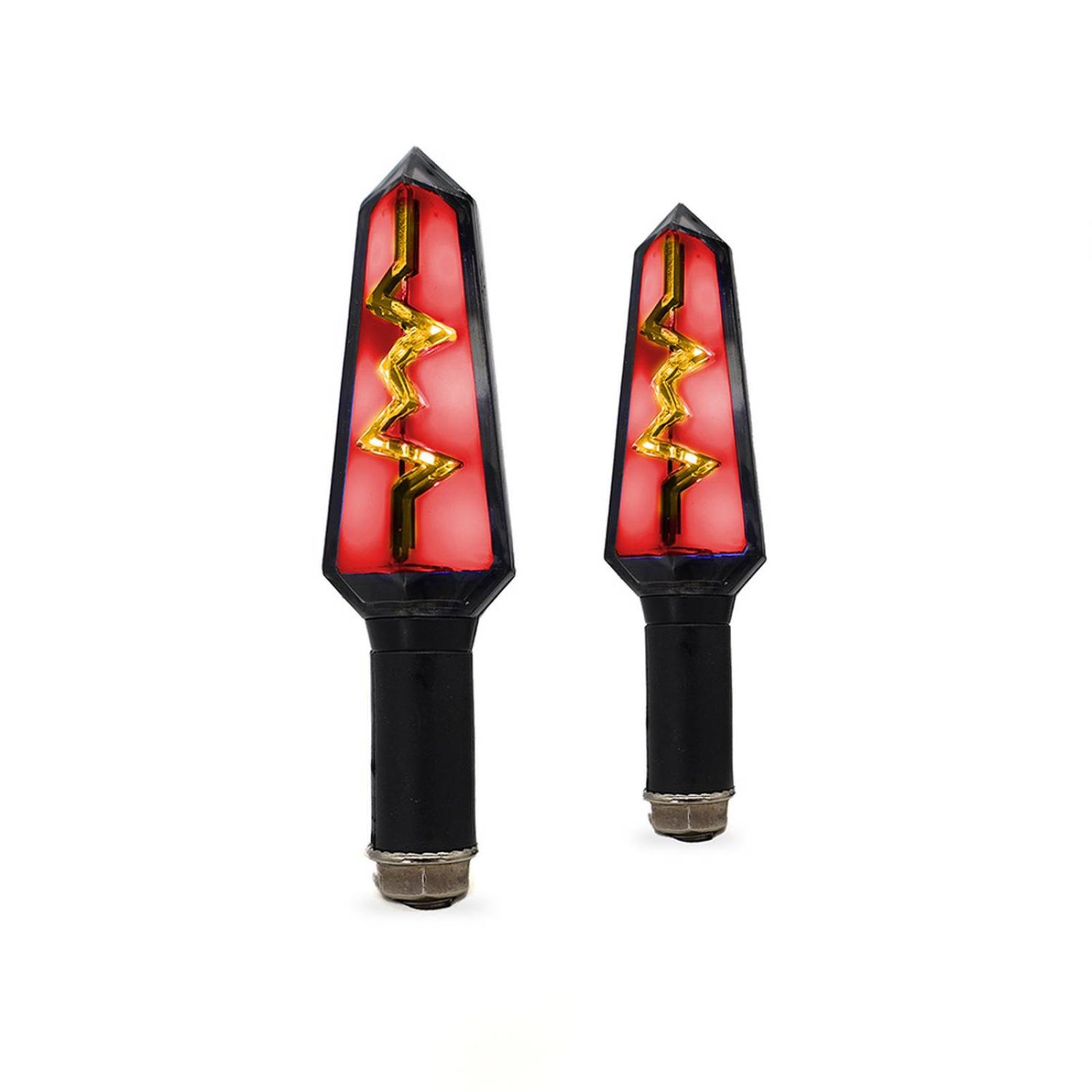 Direccionales Para Moto Rasen Led Mini Tipo Rayo Secuencial Universal Rojo