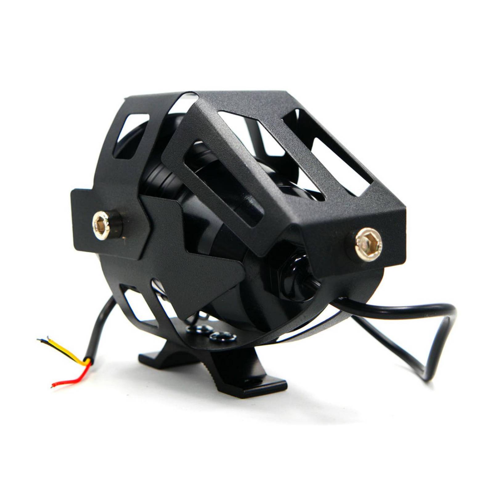 Faro Para Moto Rasen Led Con Lupa Y Ojo De Angel Con Protector Luz Blanca Alta,Baja Y Estrobo     Rojo