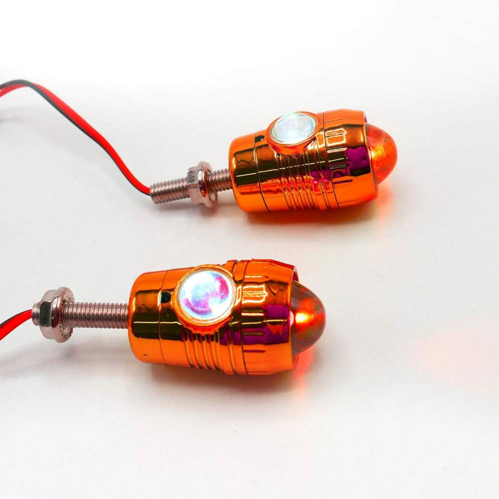 FARO AUXILIAR LED CON LUPA TIPO CILINDRO DELANTERO O TRASERO LUZ FIJA PARA MOTOCICLETA Naranja NARANJA