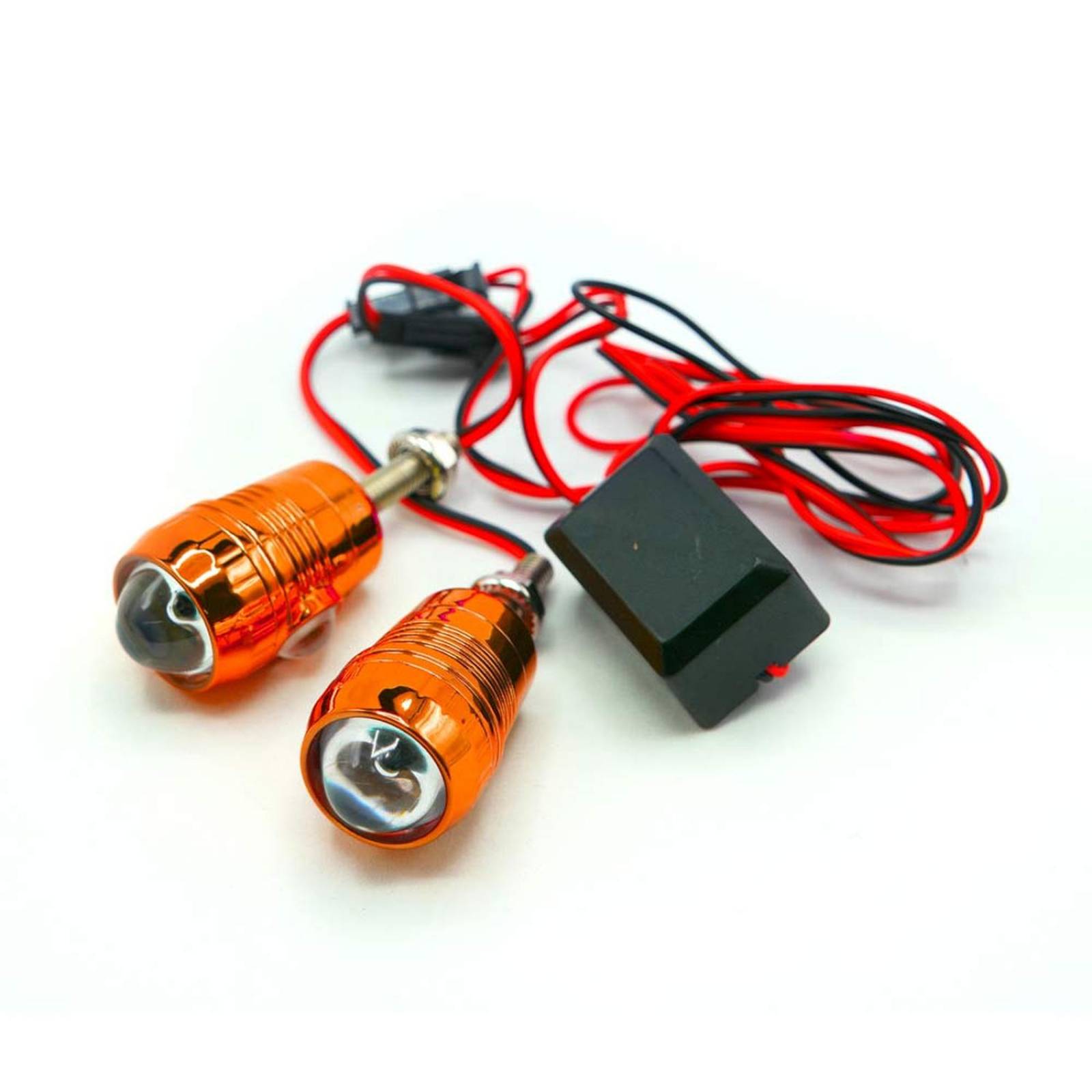 FARO AUXILIAR LED CON LUPA TIPO CILINDRO DELANTERO O TRASERO LUZ FIJA PARA MOTOCICLETA Naranja NARANJA