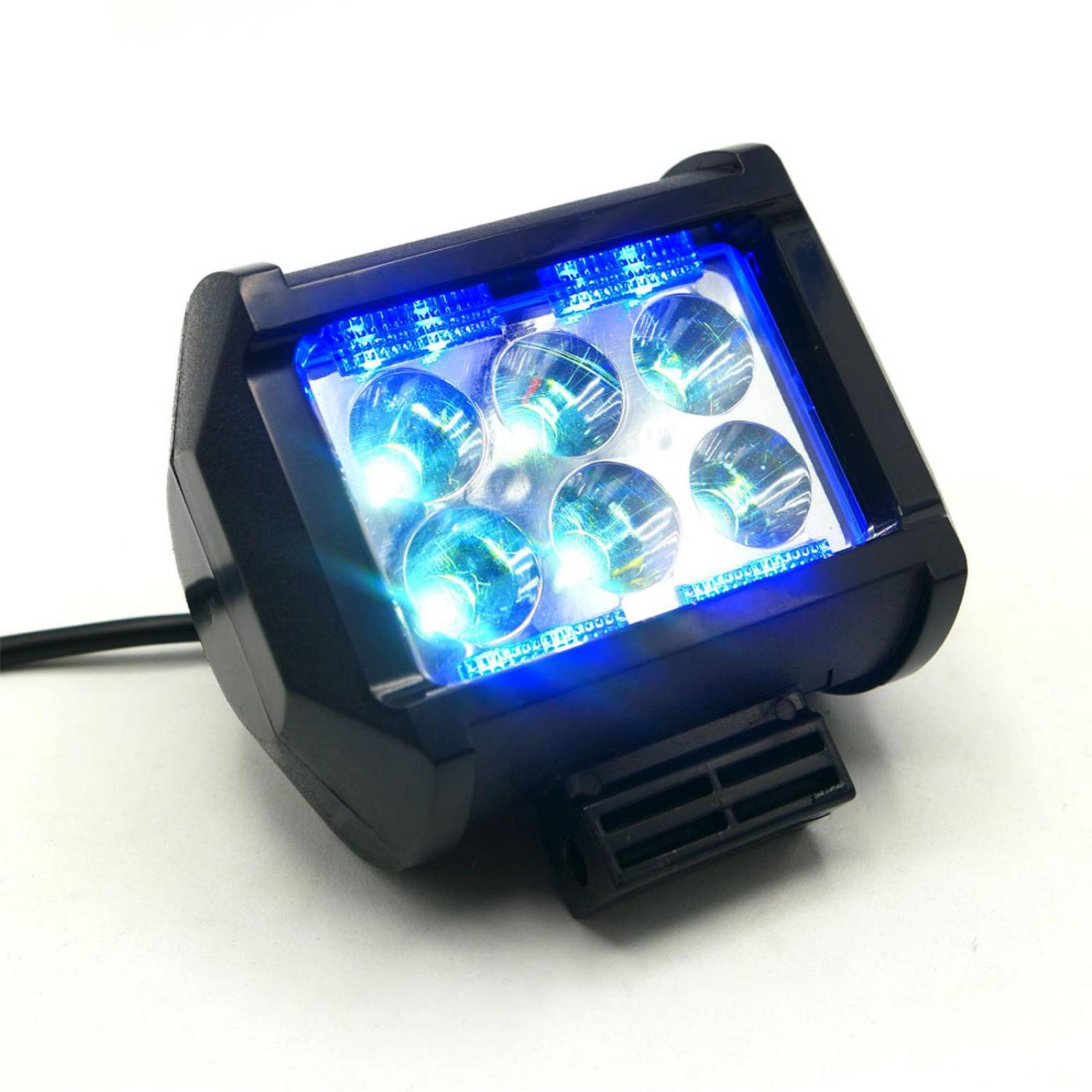 Faro Para Moto Rasen Auxiliar Rectangular 2 Celdas Led Con Luz Alta, Baja Y Estrobo        