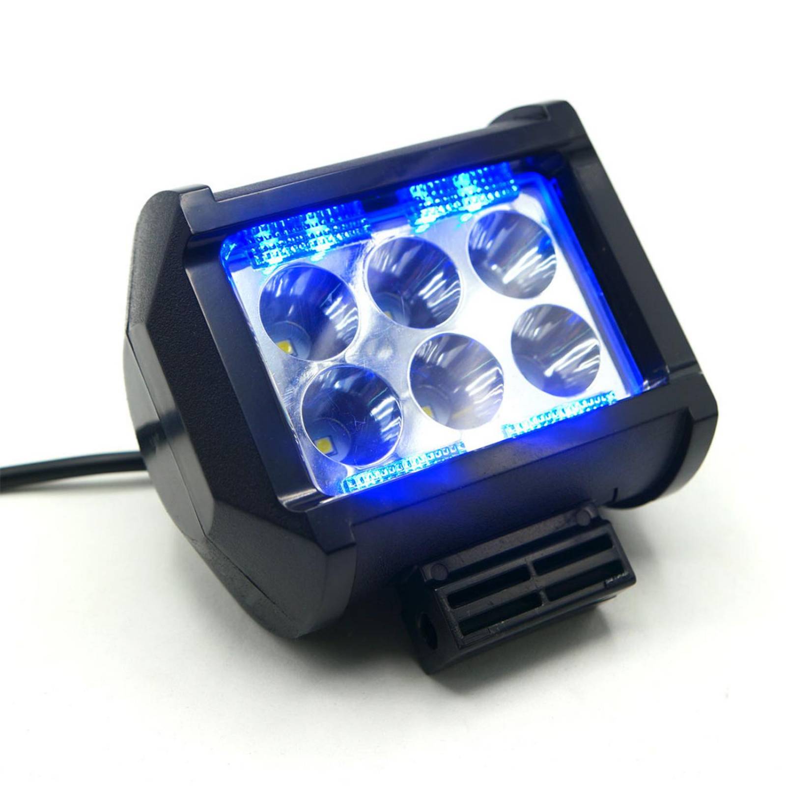 Faro Para Moto Rasen Auxiliar Rectangular 2 Celdas Led Con Luz Alta, Baja Y Estrobo        