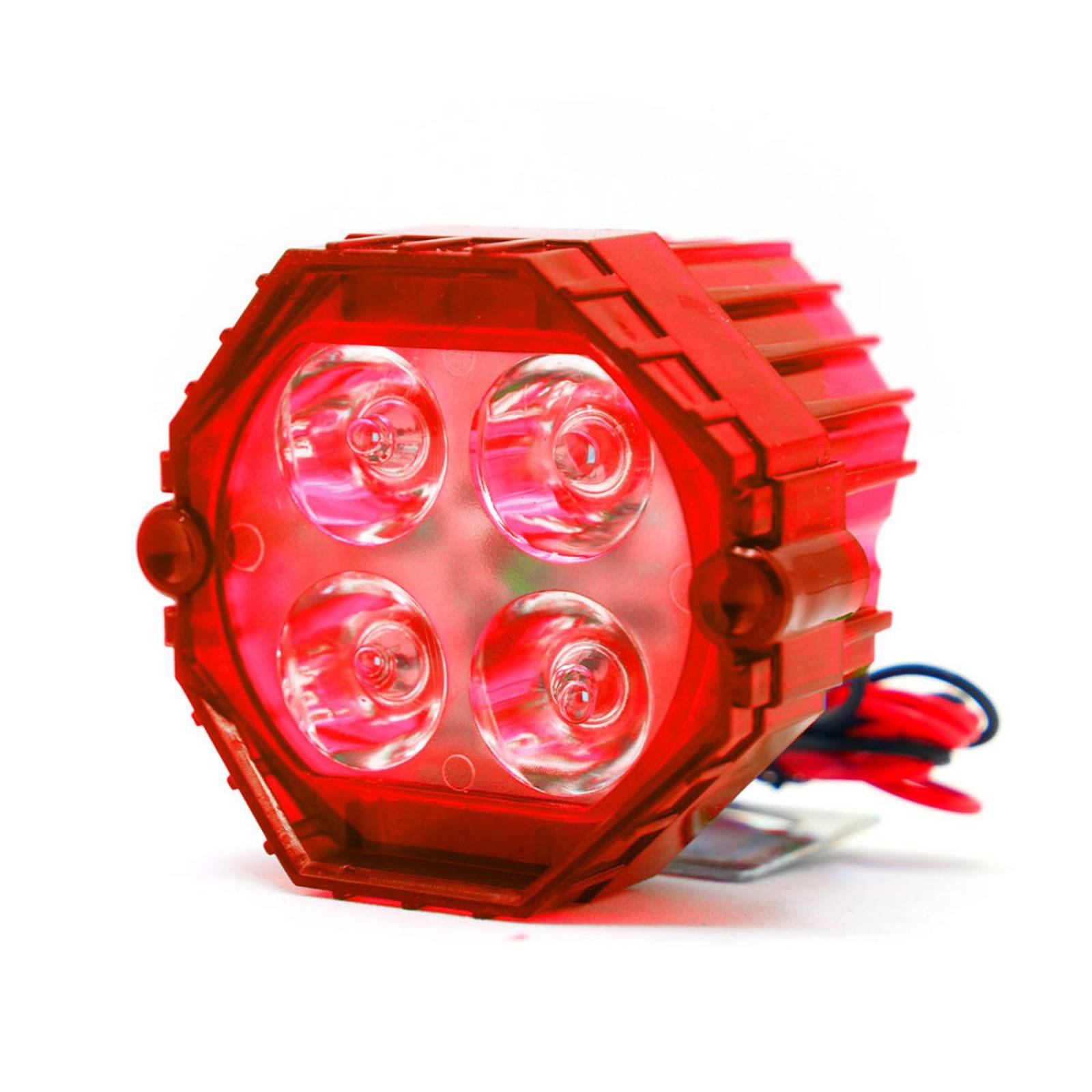 Faro Para Moto Rasen Auxiliar Redondo Led Blanco, Contorno Rgb             Rojo ROJO-RGB