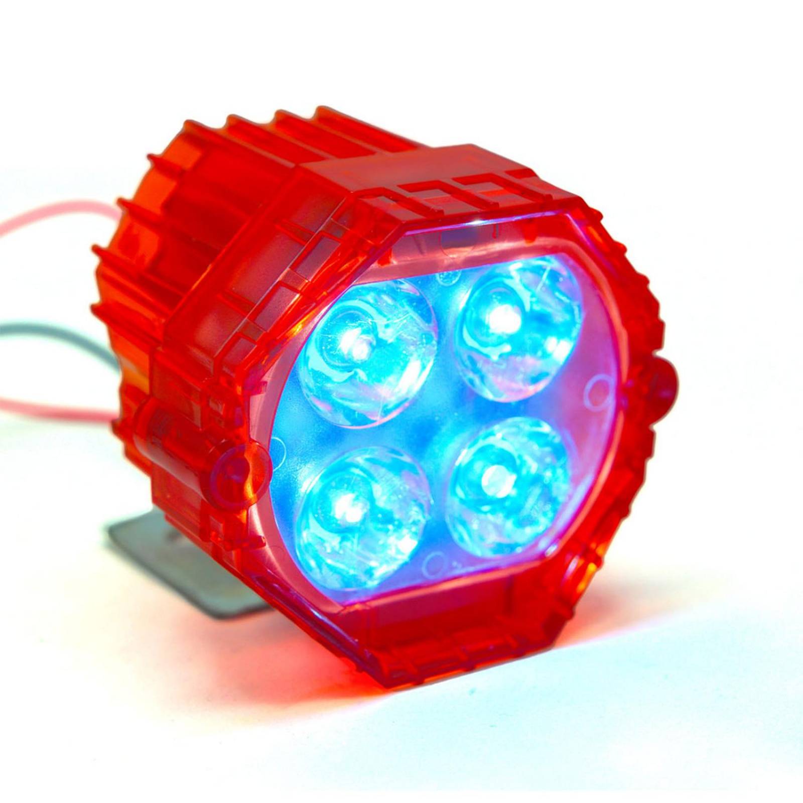 Faro Para Moto Rasen Auxiliar Redondo Led Blanco, Contorno Rgb             Rojo ROJO-RGB